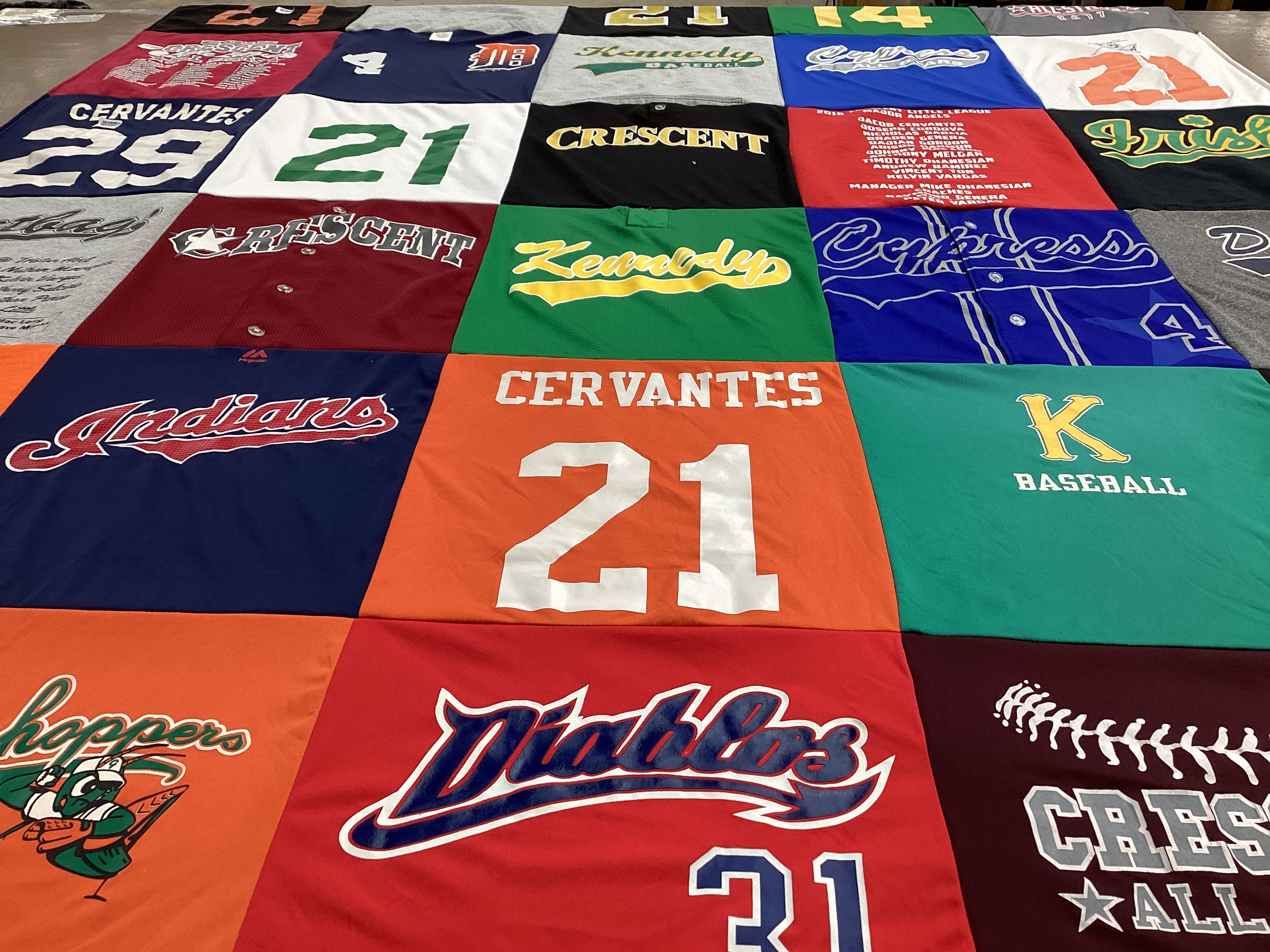 T-shirt quilt featuring indians, hoppers by Cynthia from CA