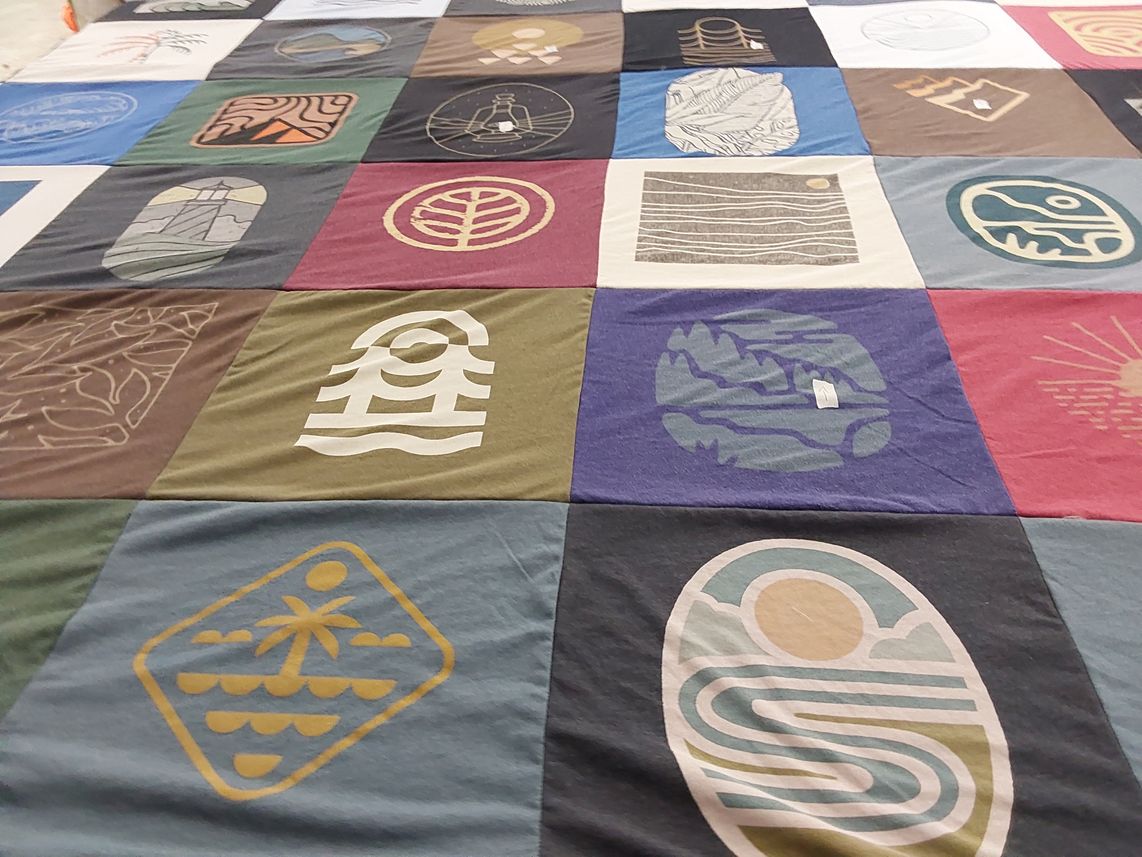 T-shirt quilt with nature, outdoors themes by Anthony from NC