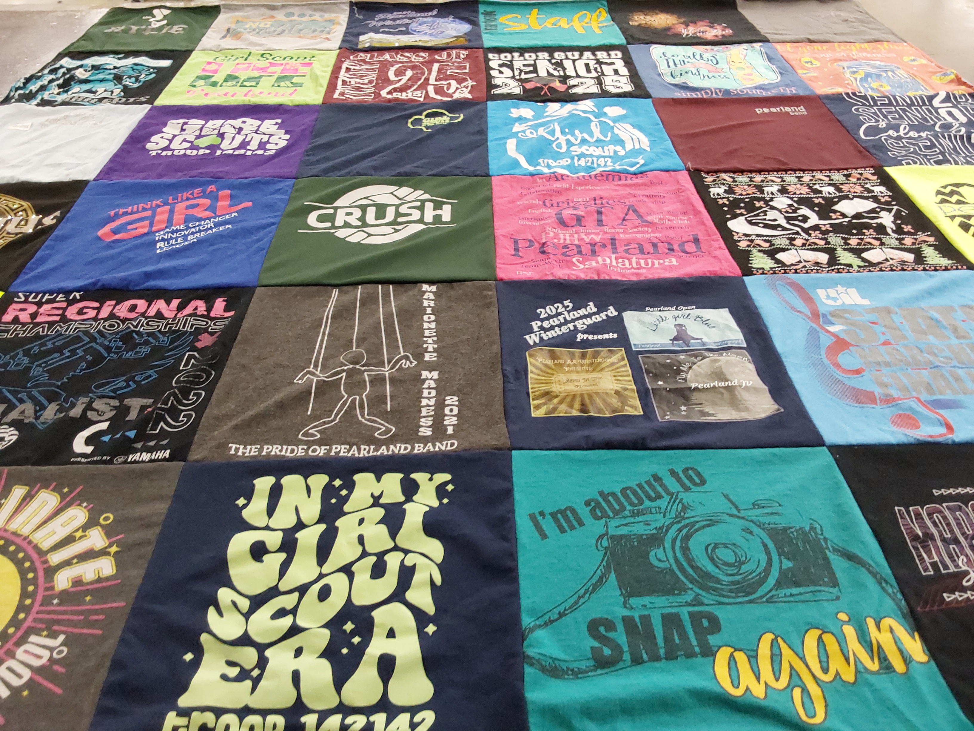 T-shirt quilt from pearland junior high school by A P from TX