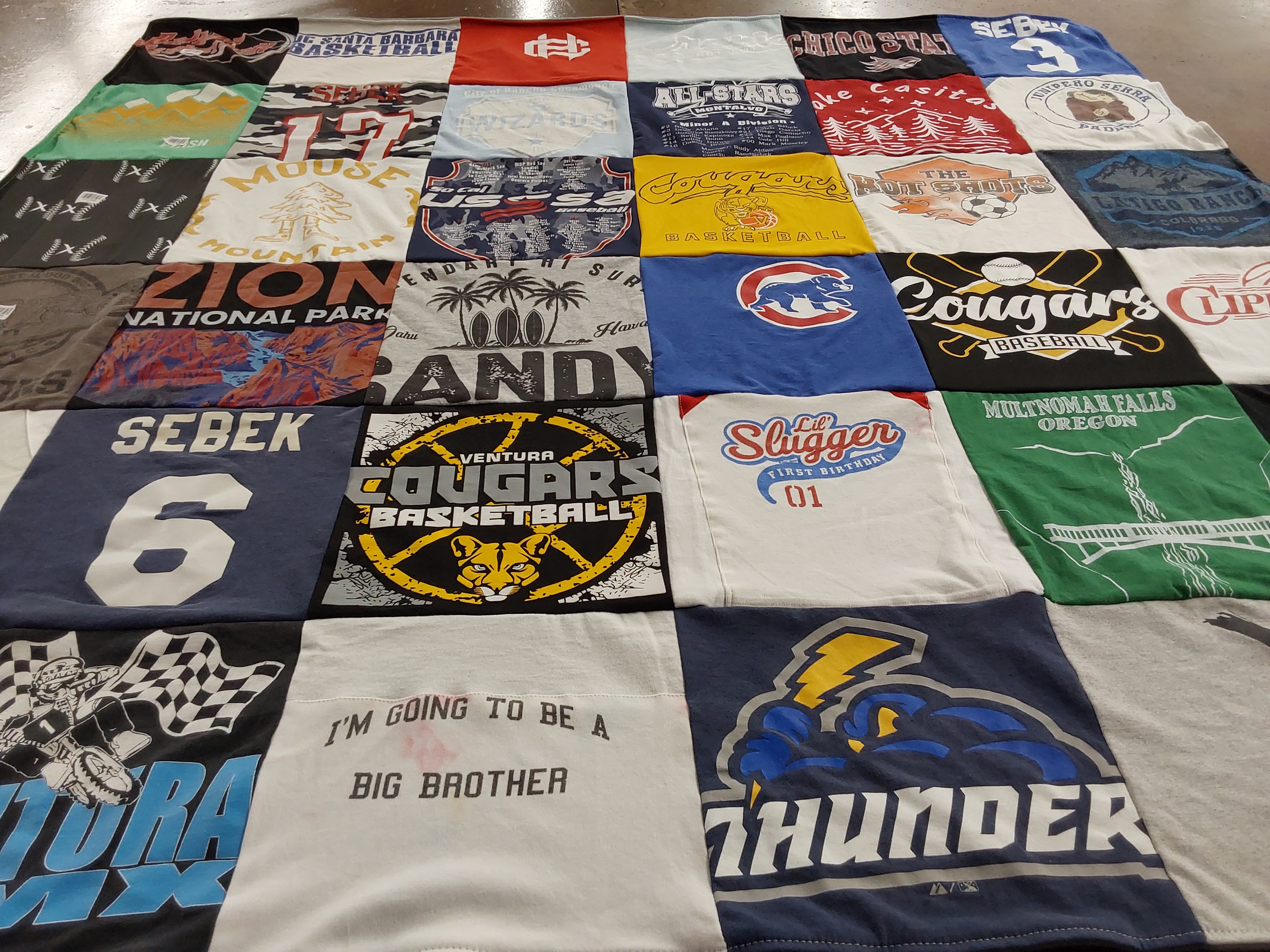 T-shirt quilt featuring ventura cougars basketball, cougars baseball by kelly from CA