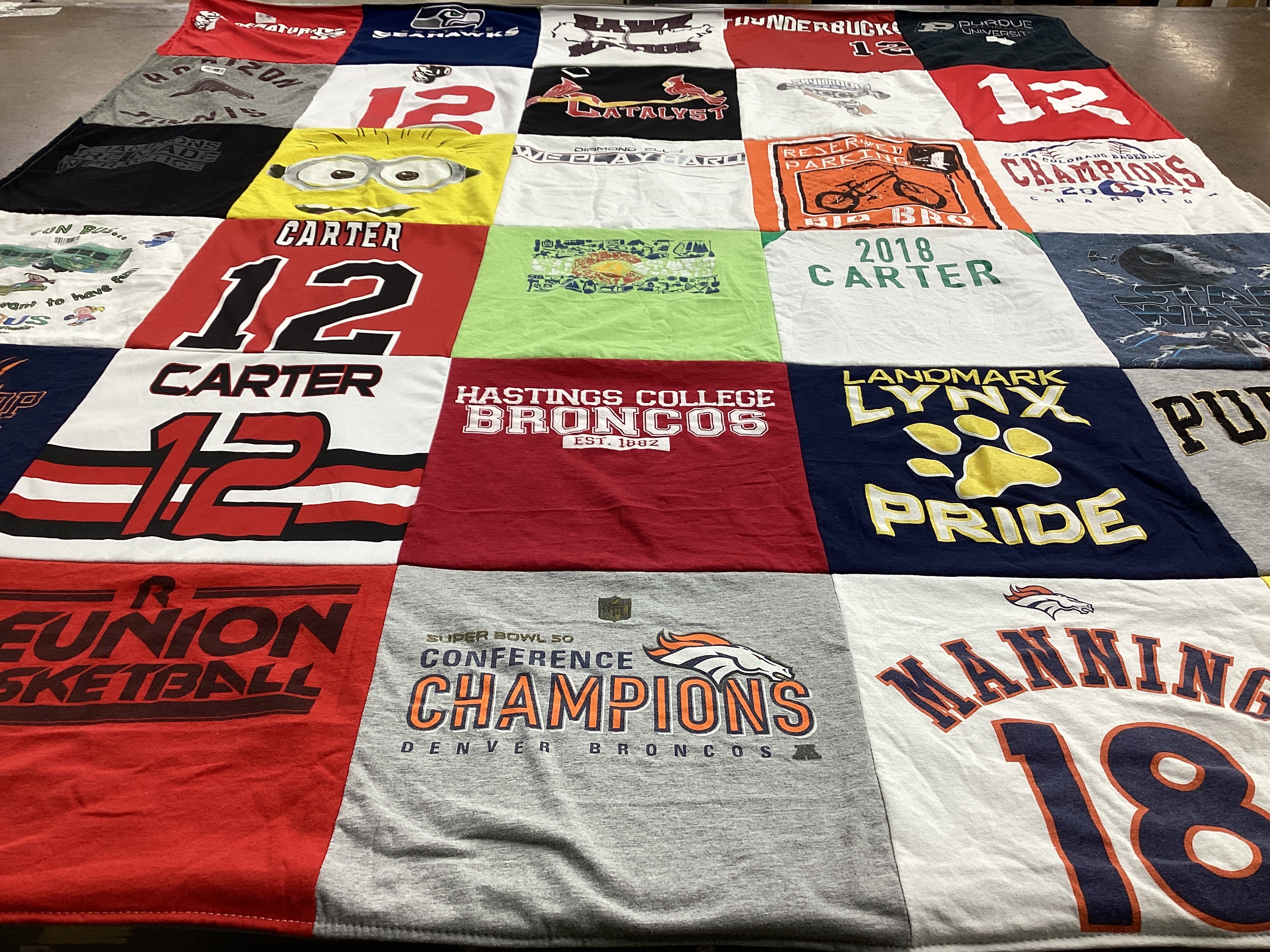 T-shirt quilt featuring denver broncos by Jacqui from CO