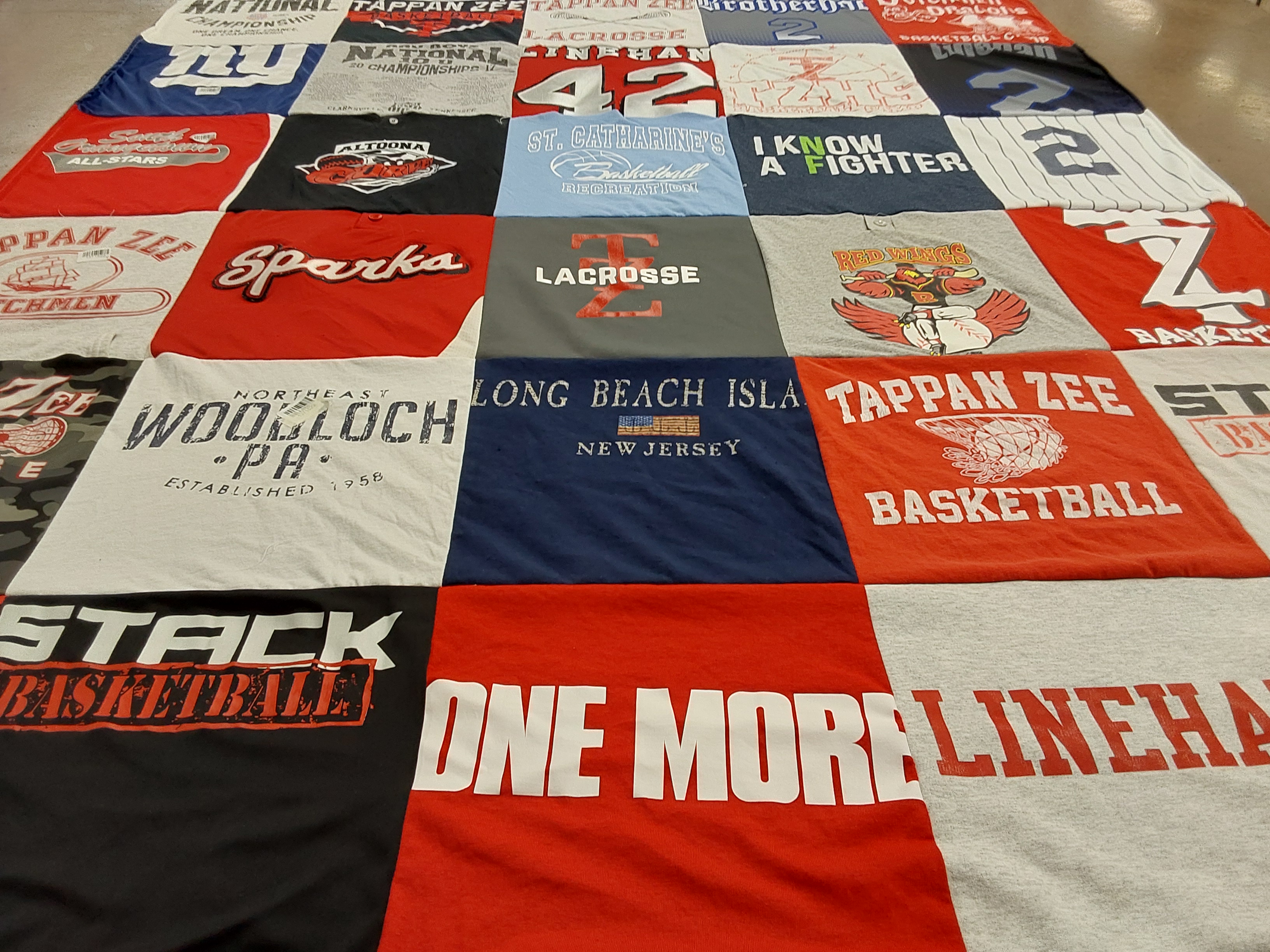 T-shirt quilt featuring tappan zee basketball, stack basketball by Lisa from NY