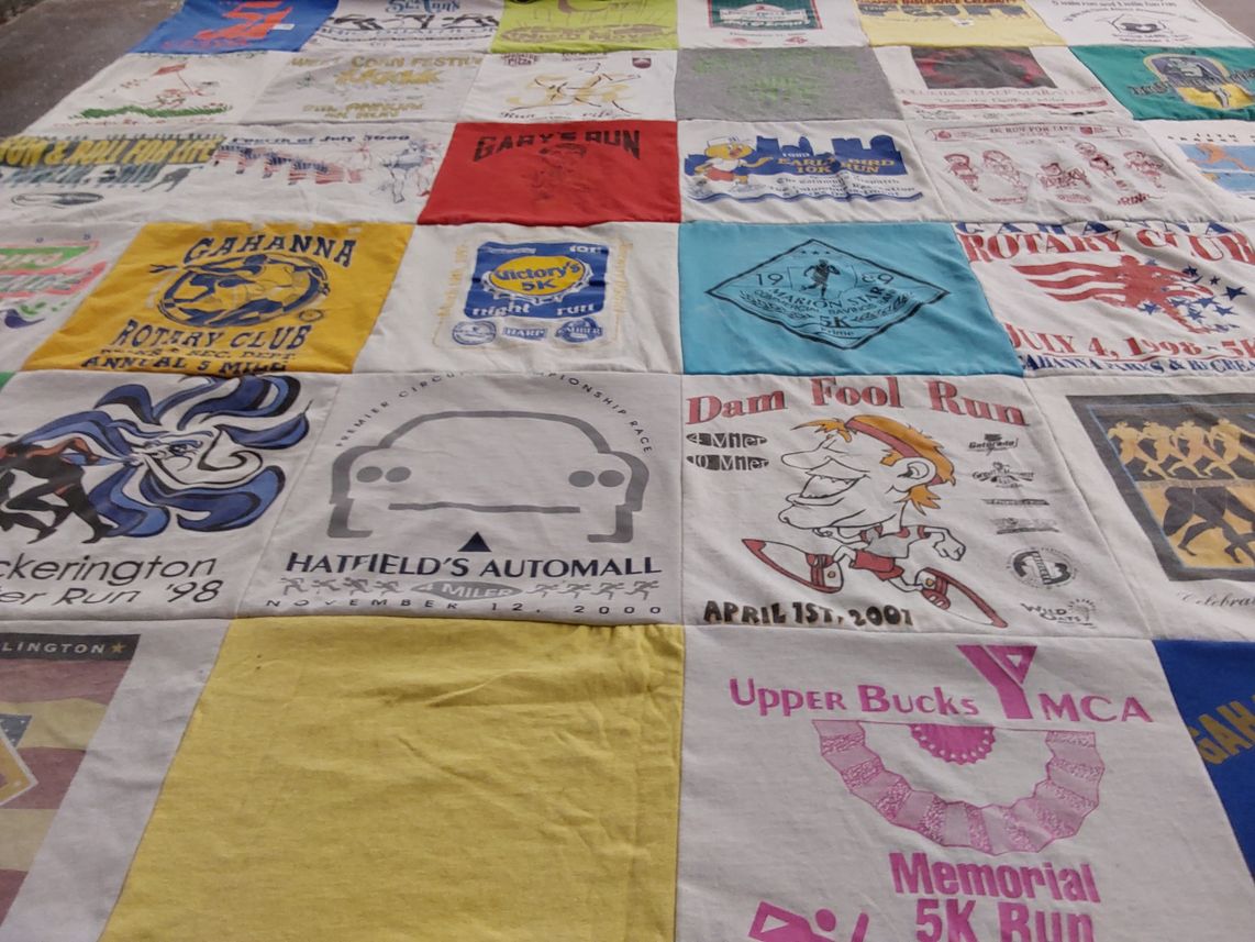 T-shirt quilt with running themes by Timothy from OH