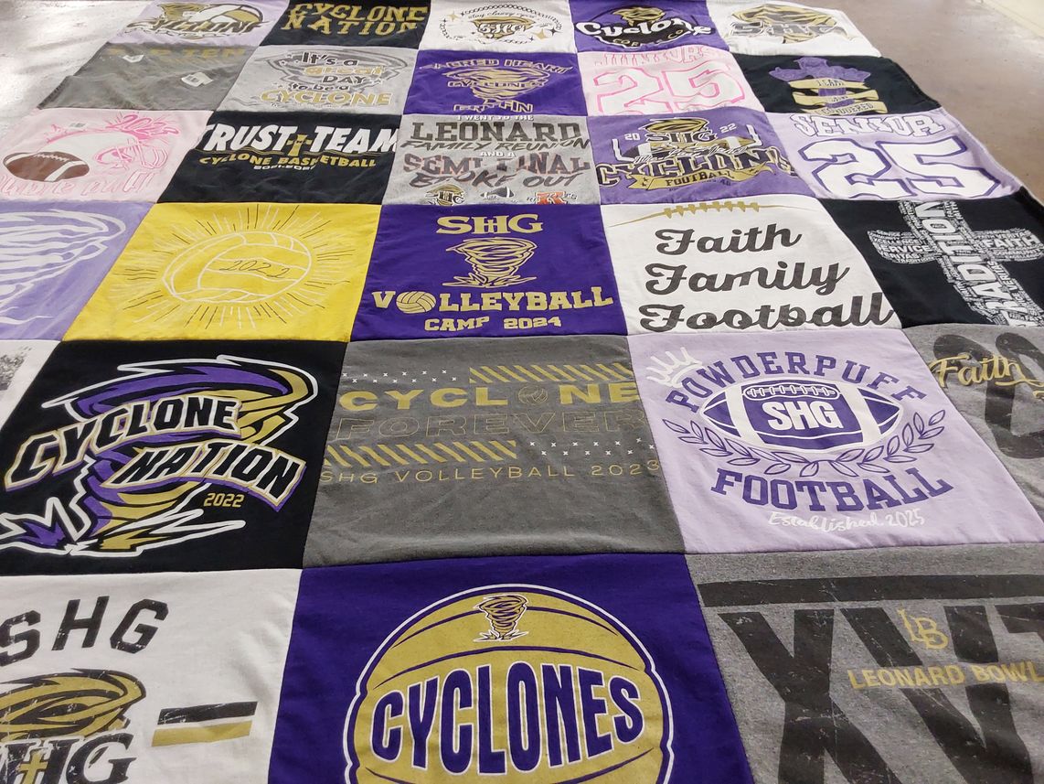 T-shirt quilt featuring sacred heart griffin high school football, sacred heart griffin high school volleyball by Michele from IL