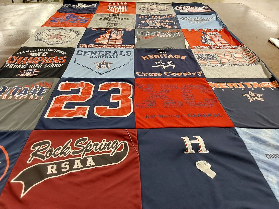 T-shirt quilt featuring heritage cross country, generals baseball by Sherri from GA