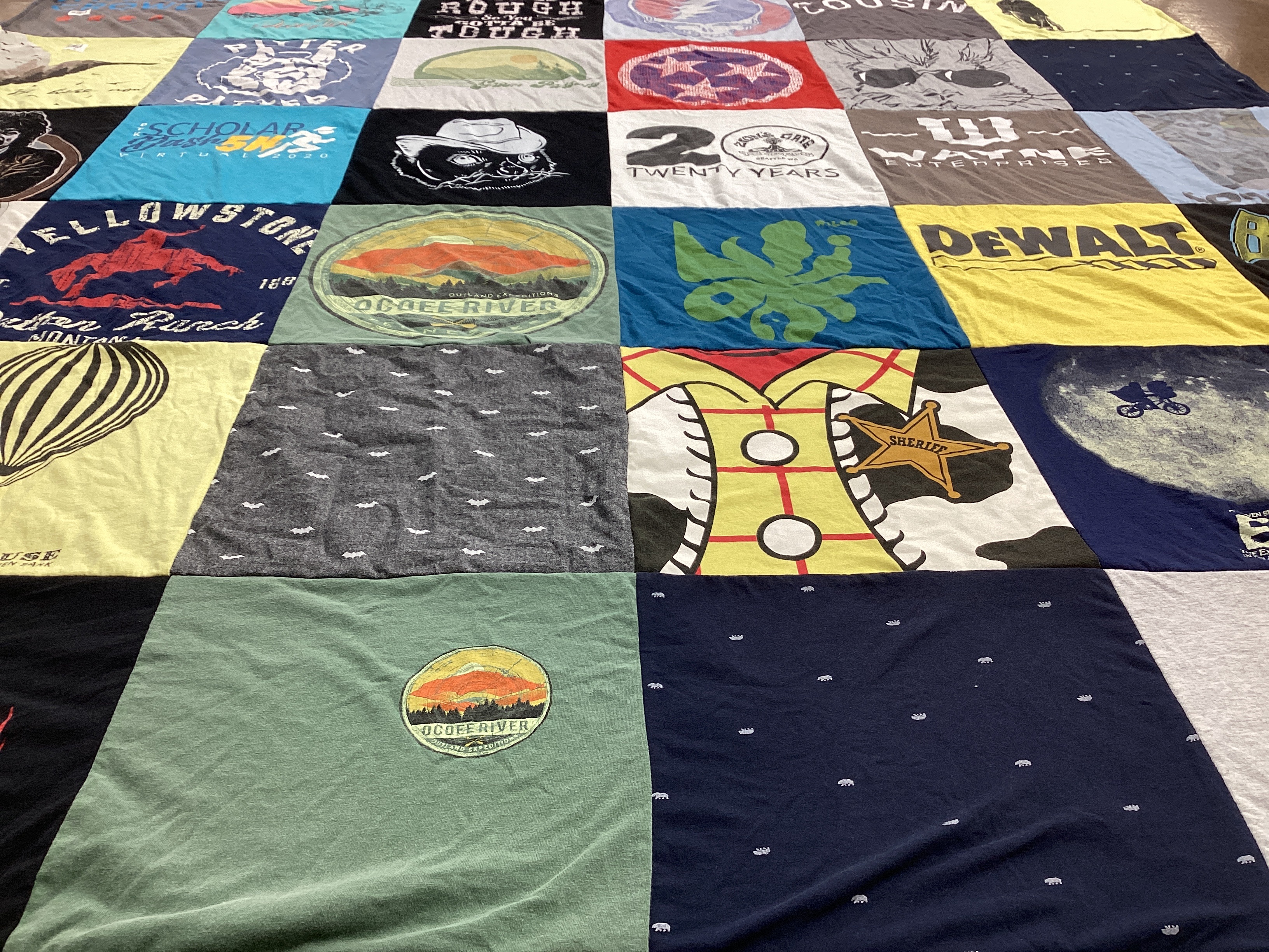 T-shirt quilt with outdoor activities, national parks themes by Matt from TN