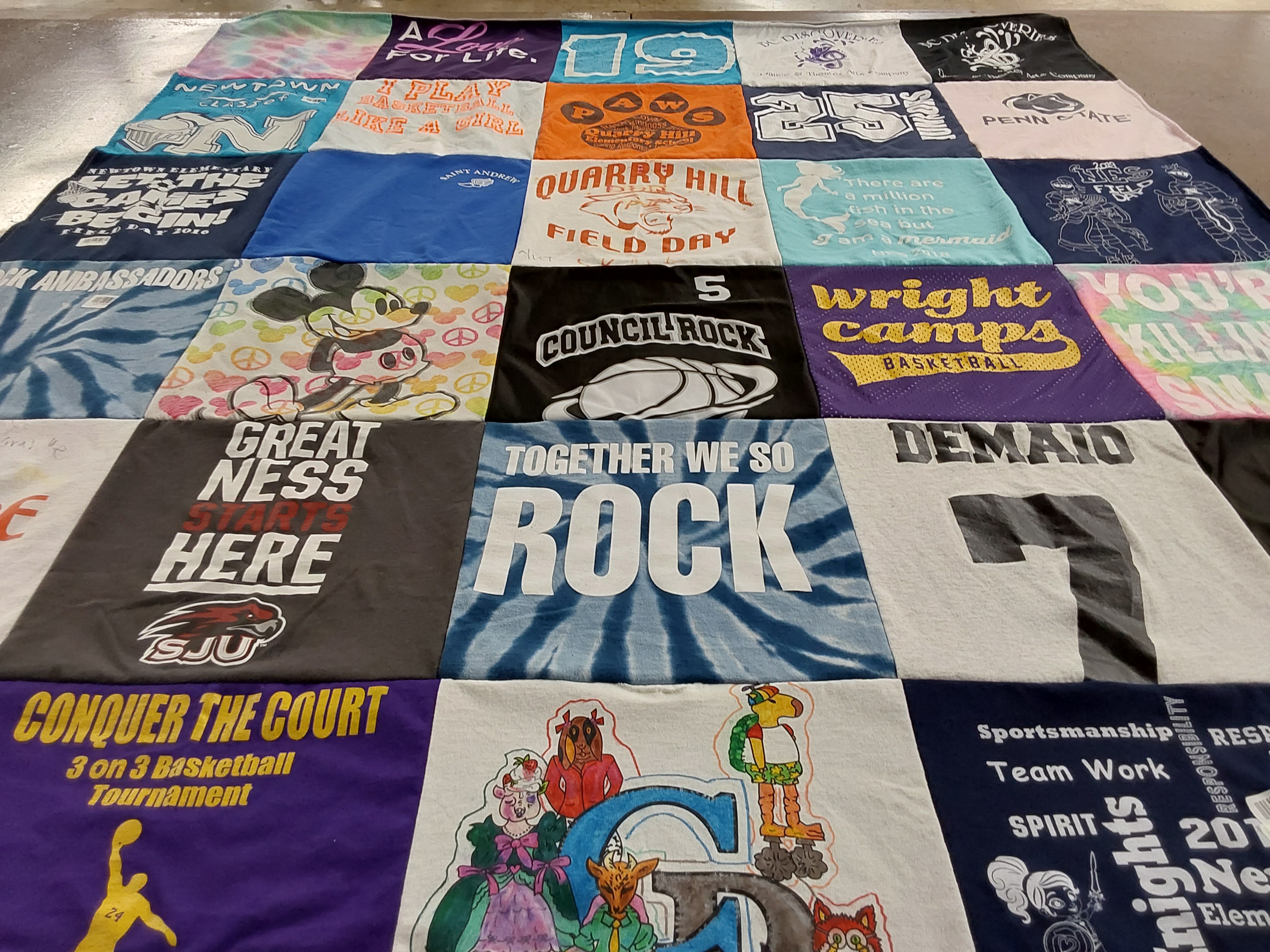 T-shirt quilt featuring council rock basketball by Sarah from PA