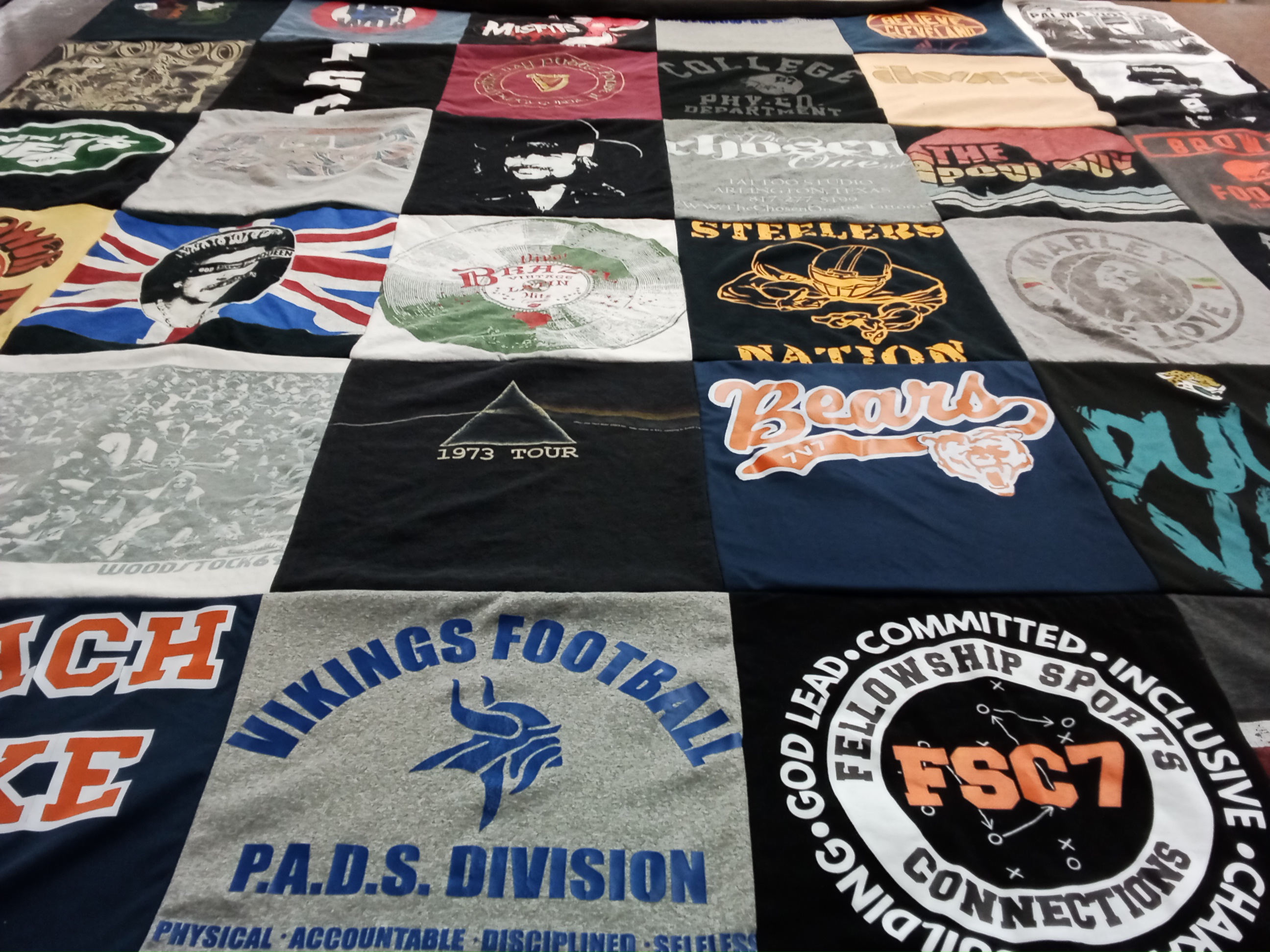 T-shirt quilt featuring chicago bears, minnesota vikings by Renee from TX