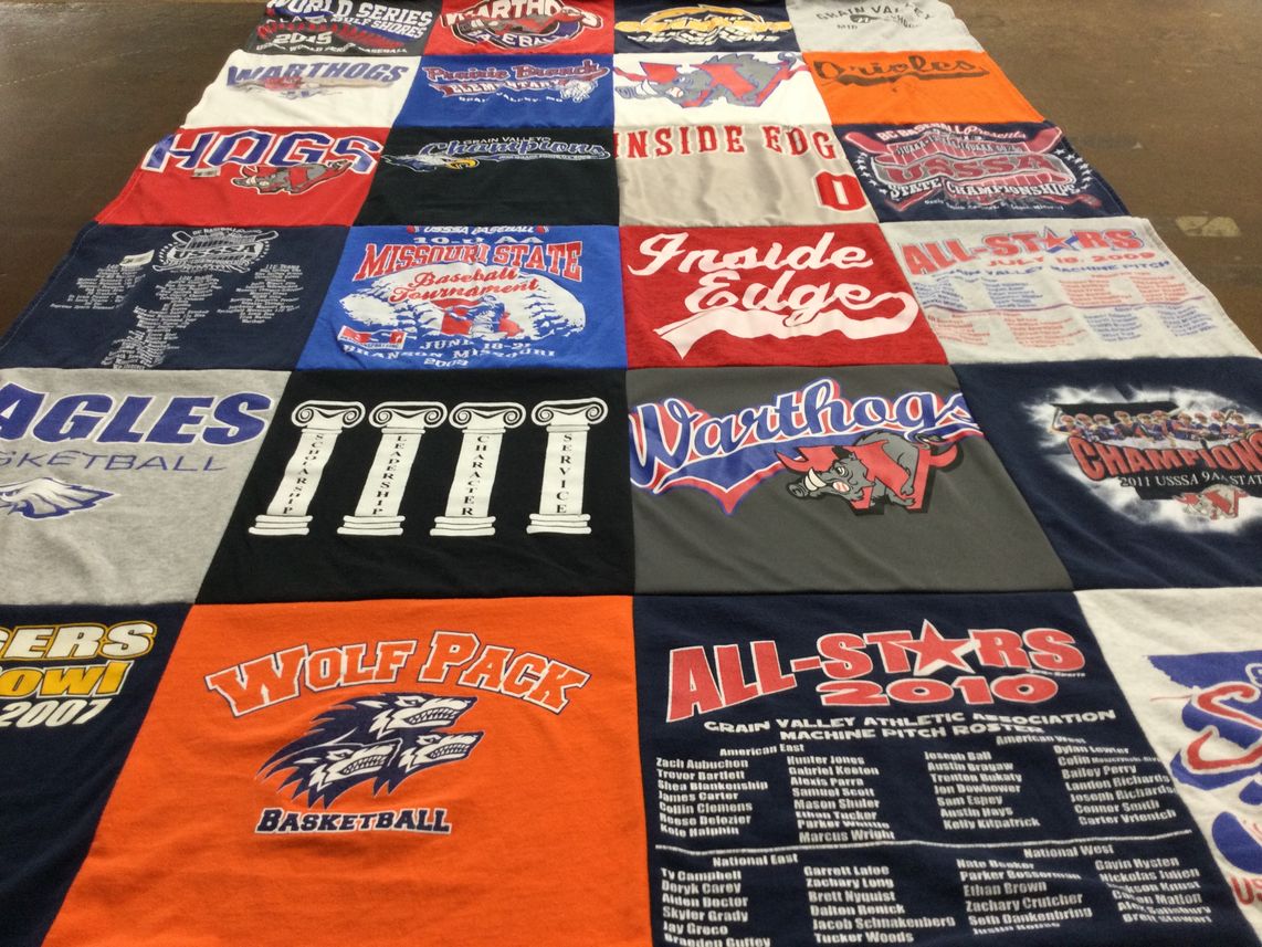 T-shirt quilt featuring eagles basketball, wolf pack basketball by Carla from MO