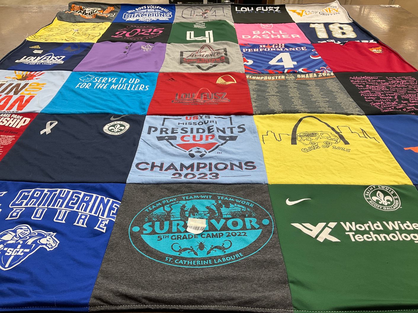T-shirt quilt featuring youth soccer team by katie from MO