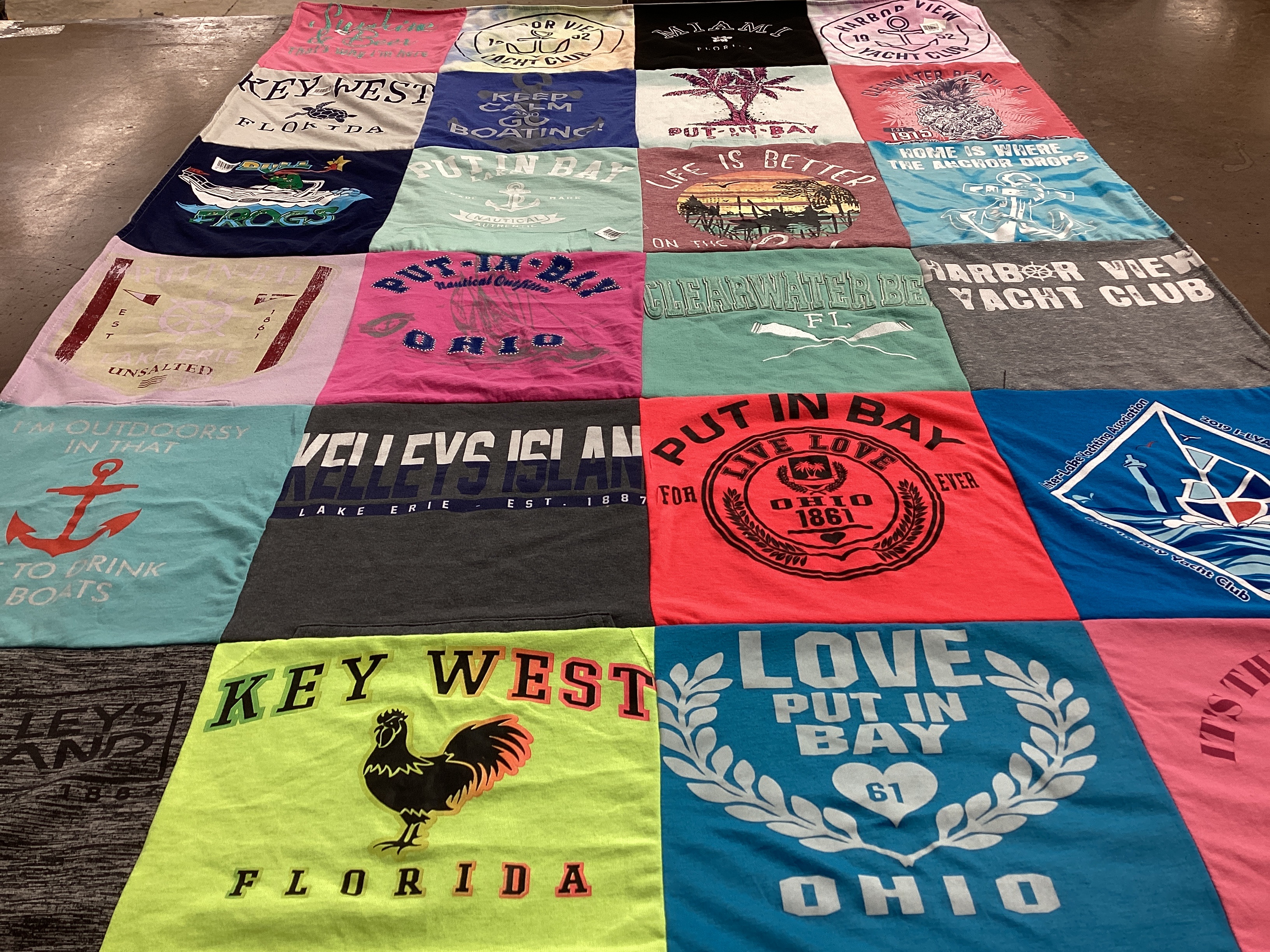 T-shirt quilt with boating, outdoors themes by Meredith from OH
