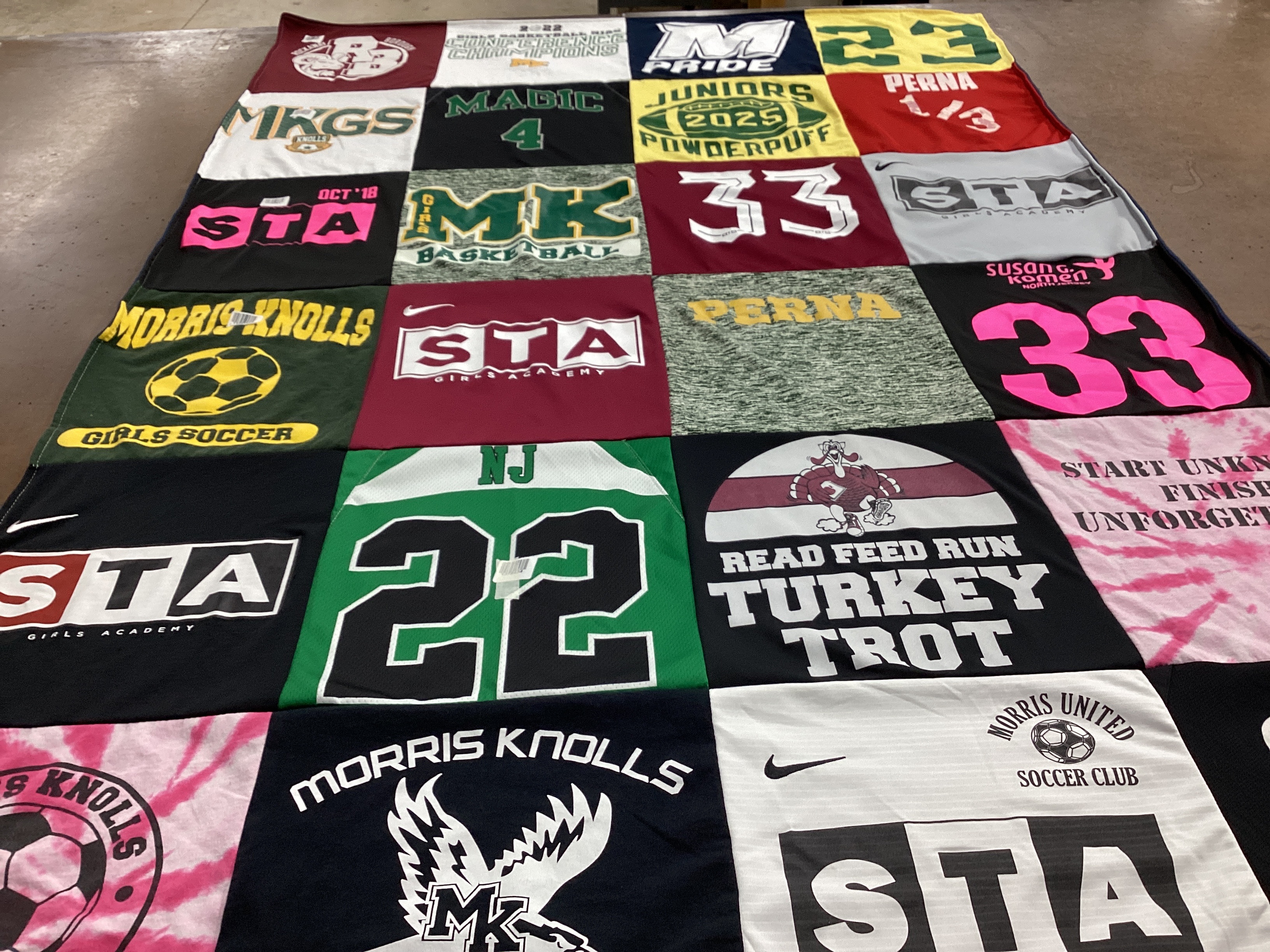 T-shirt quilt featuring morris knolls soccer club, morris knolls girls soccer by Jennifer from NJ