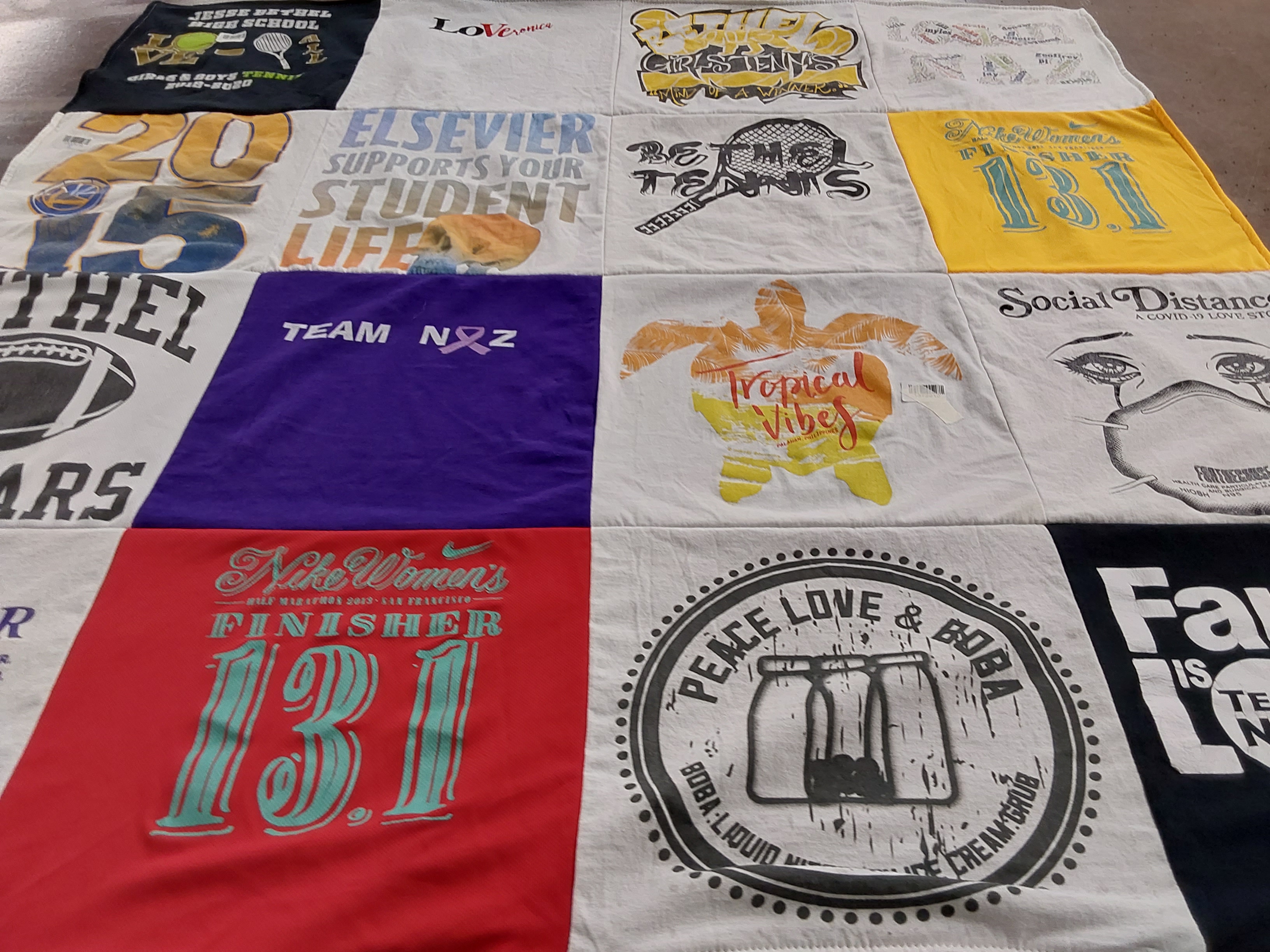 T-shirt quilt featuring jesse bethel high school football team by Eureka Belle from CA