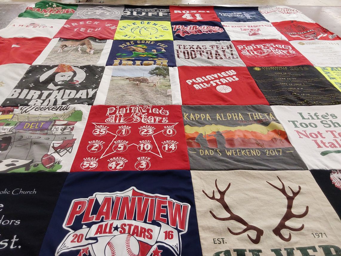 T-shirt quilt featuring plainview all stars by Carissa from TX