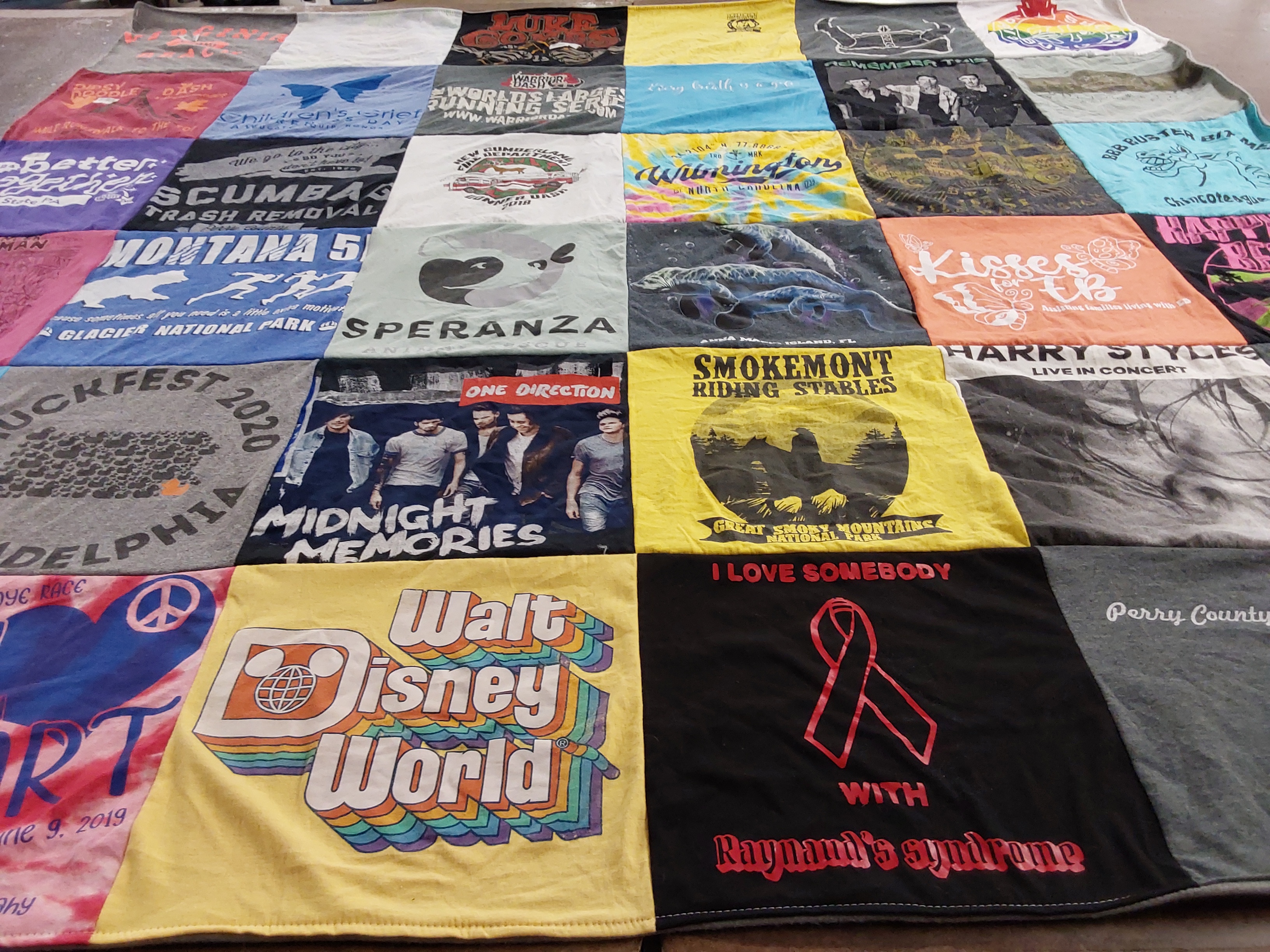 T-shirt quilt with music, themed parks themes by Lydia from PA