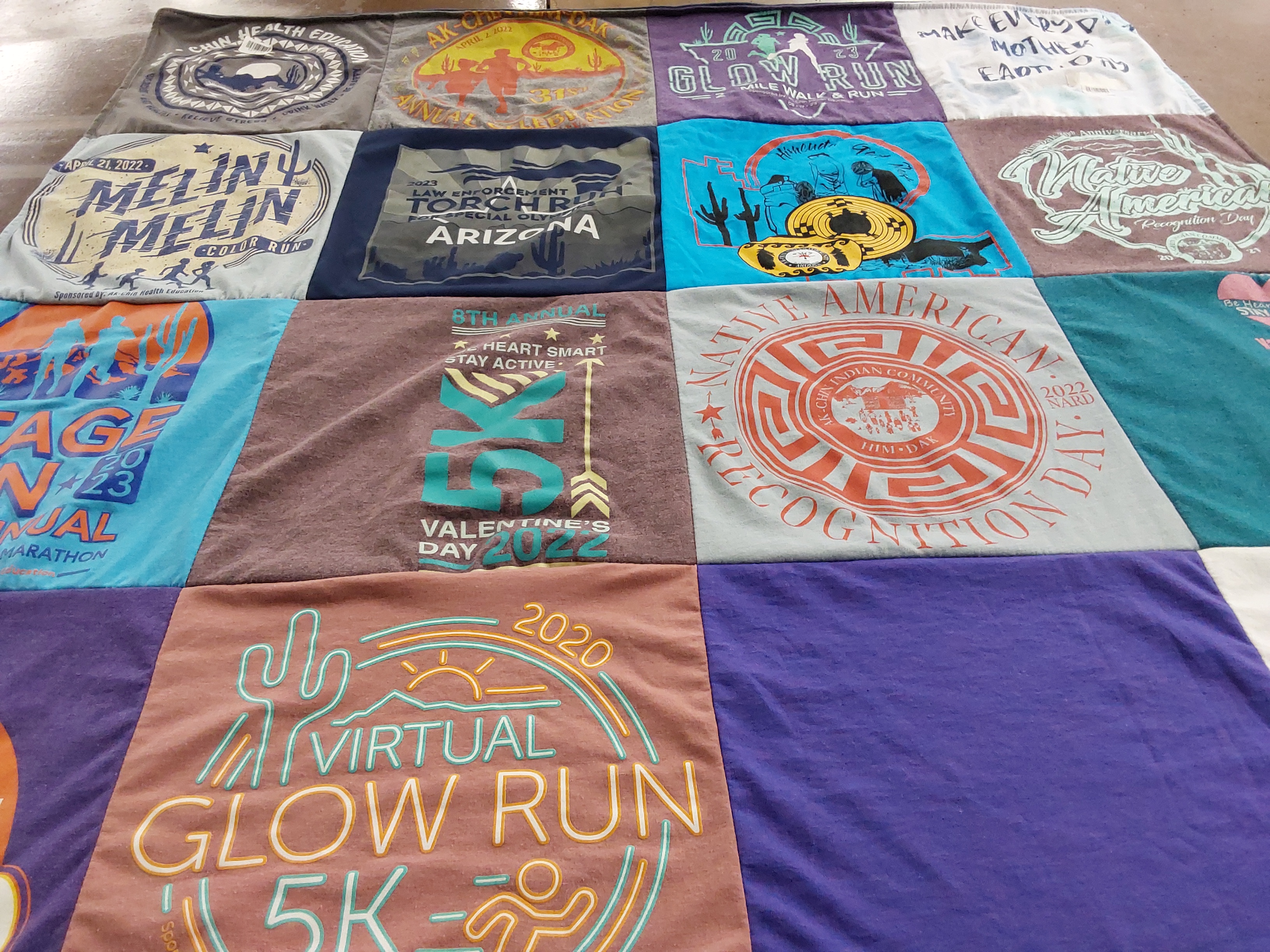 T-shirt quilt with running, health themes by Kathleen from AZ