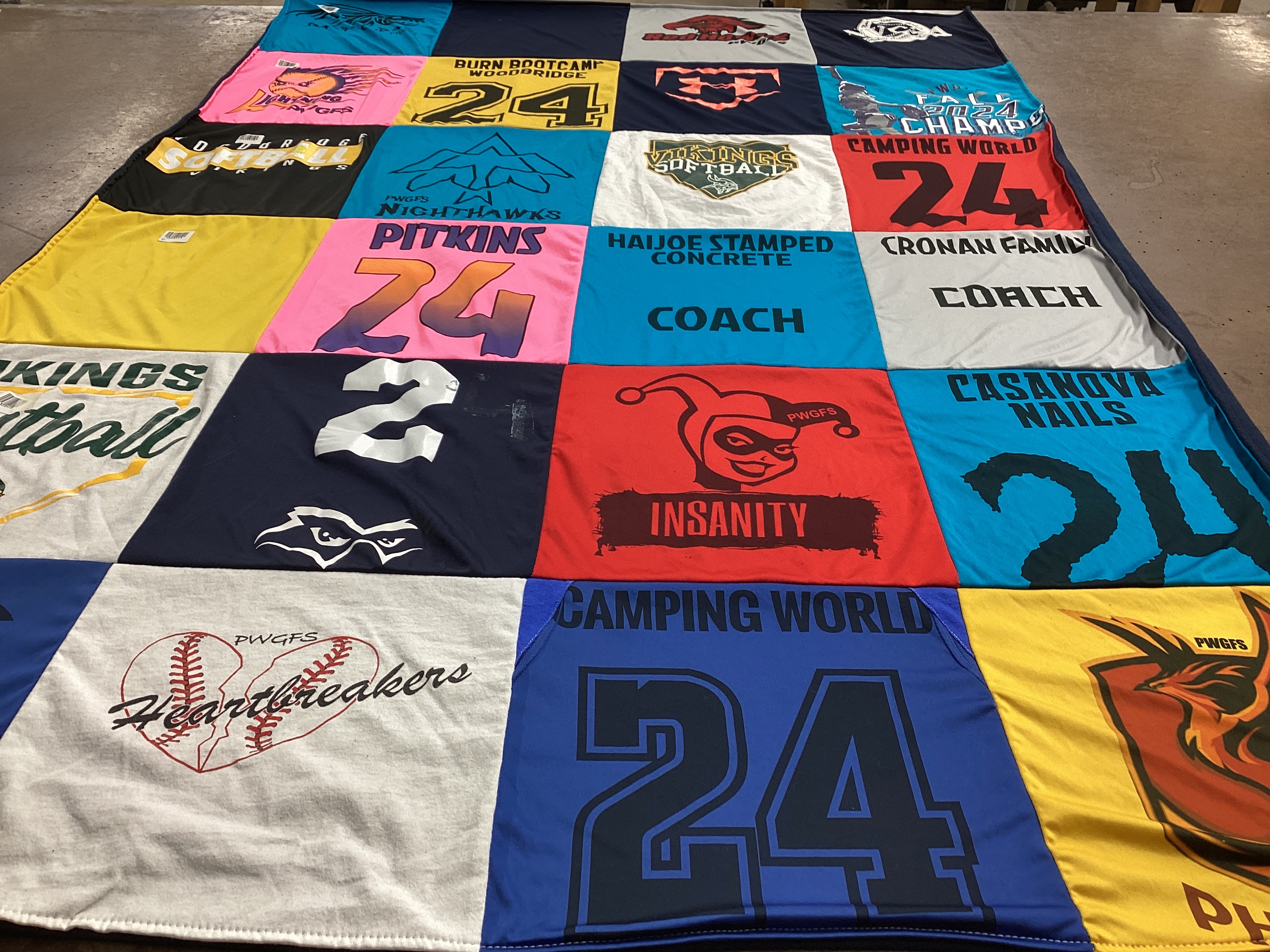 T-shirt quilt featuring pwgs heartbreakers softball, kings softball by Lexie from VA