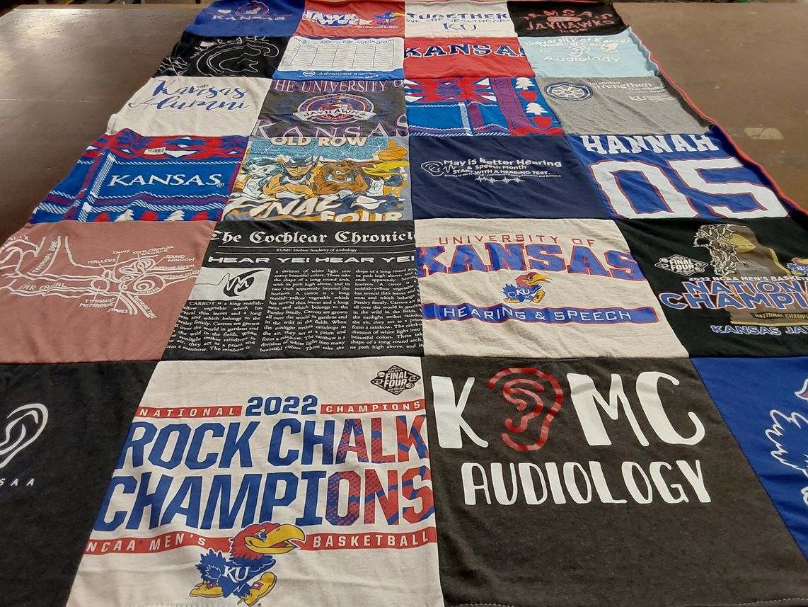 T-shirt quilt featuring kansas jayhawks men's basketball by Hannah from SC