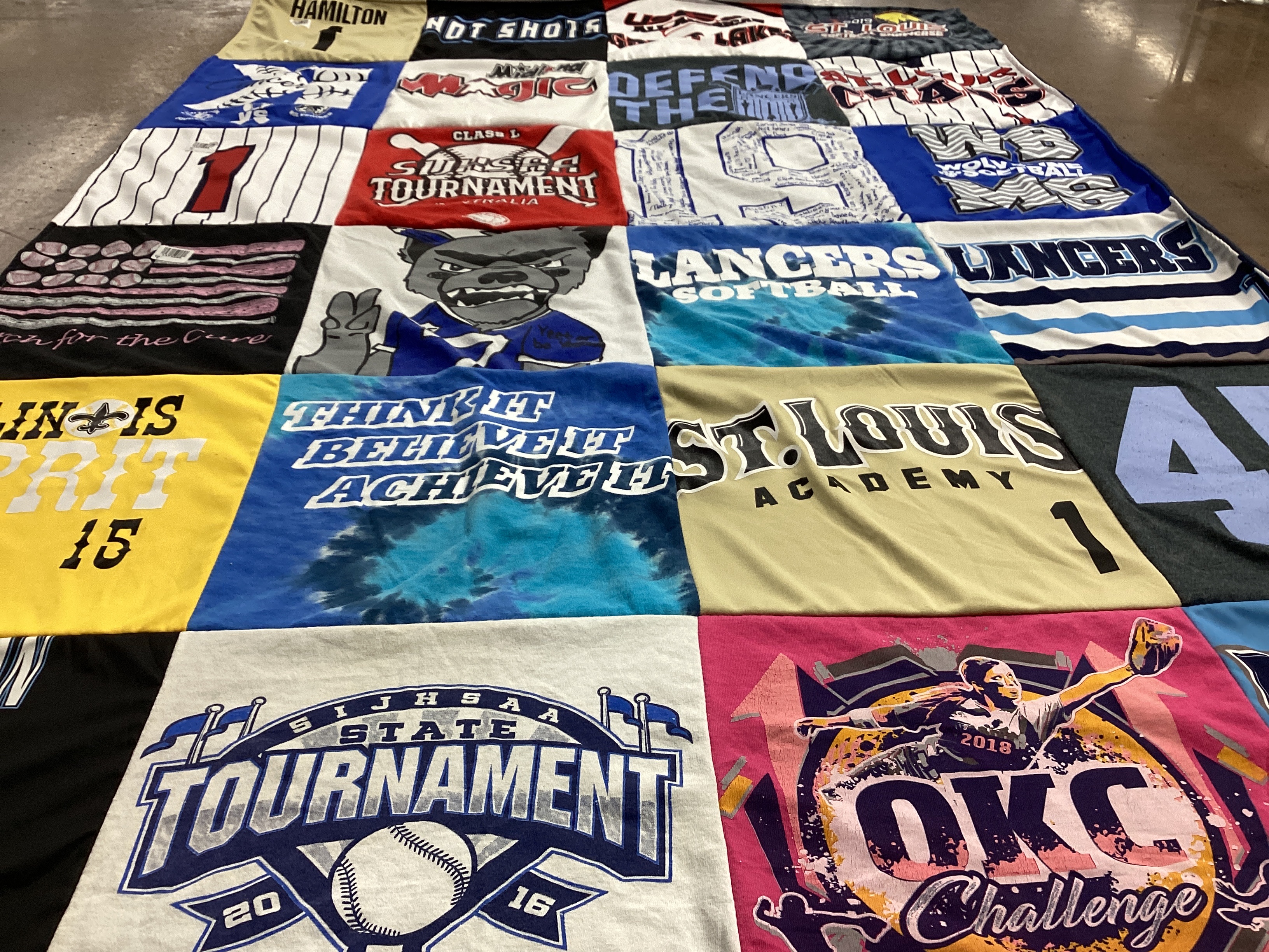 T-shirt quilt featuring lancers softball by Latresa from IL