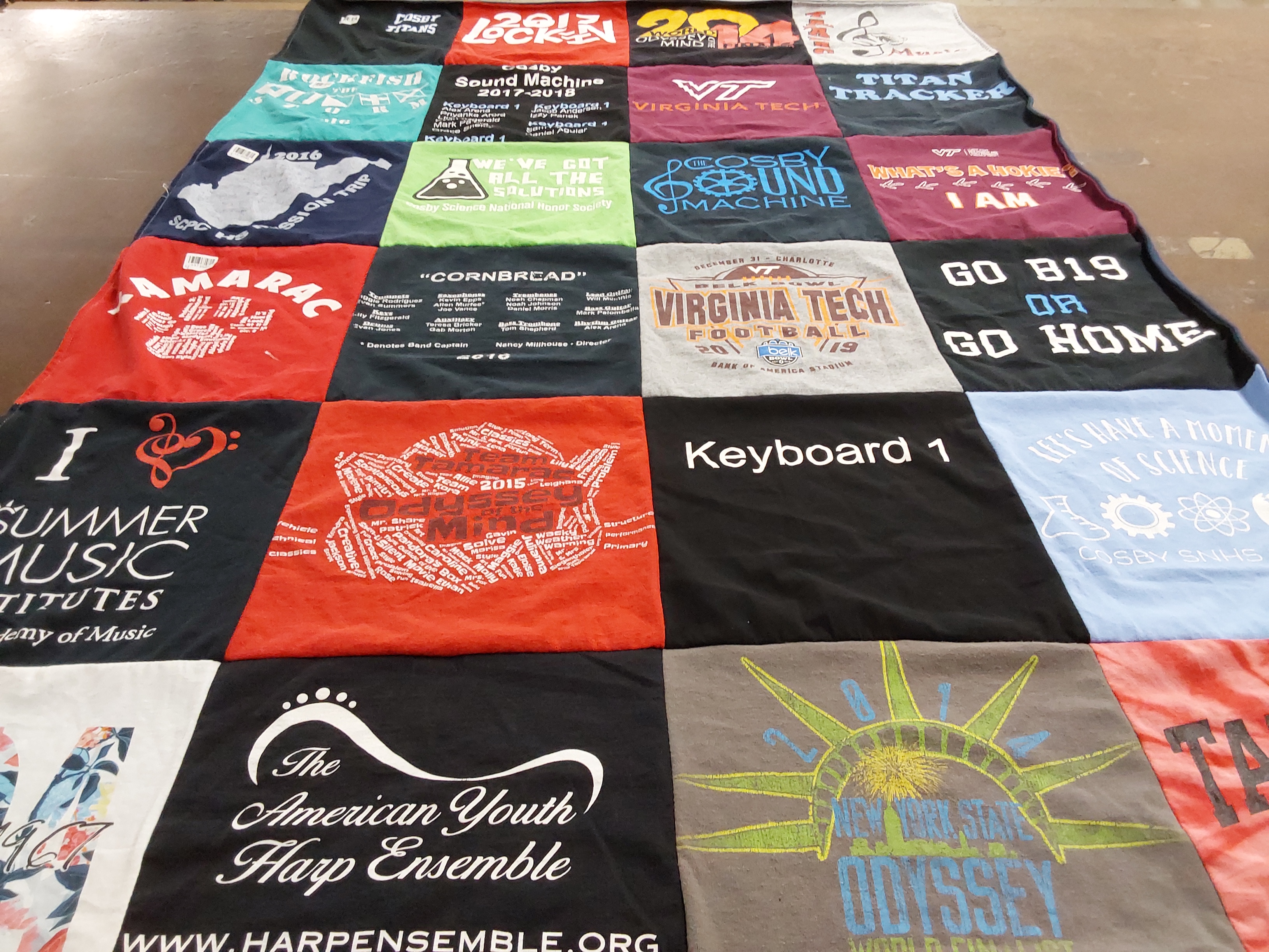T-shirt quilt featuring virginia tech football by Mary Beth from SC