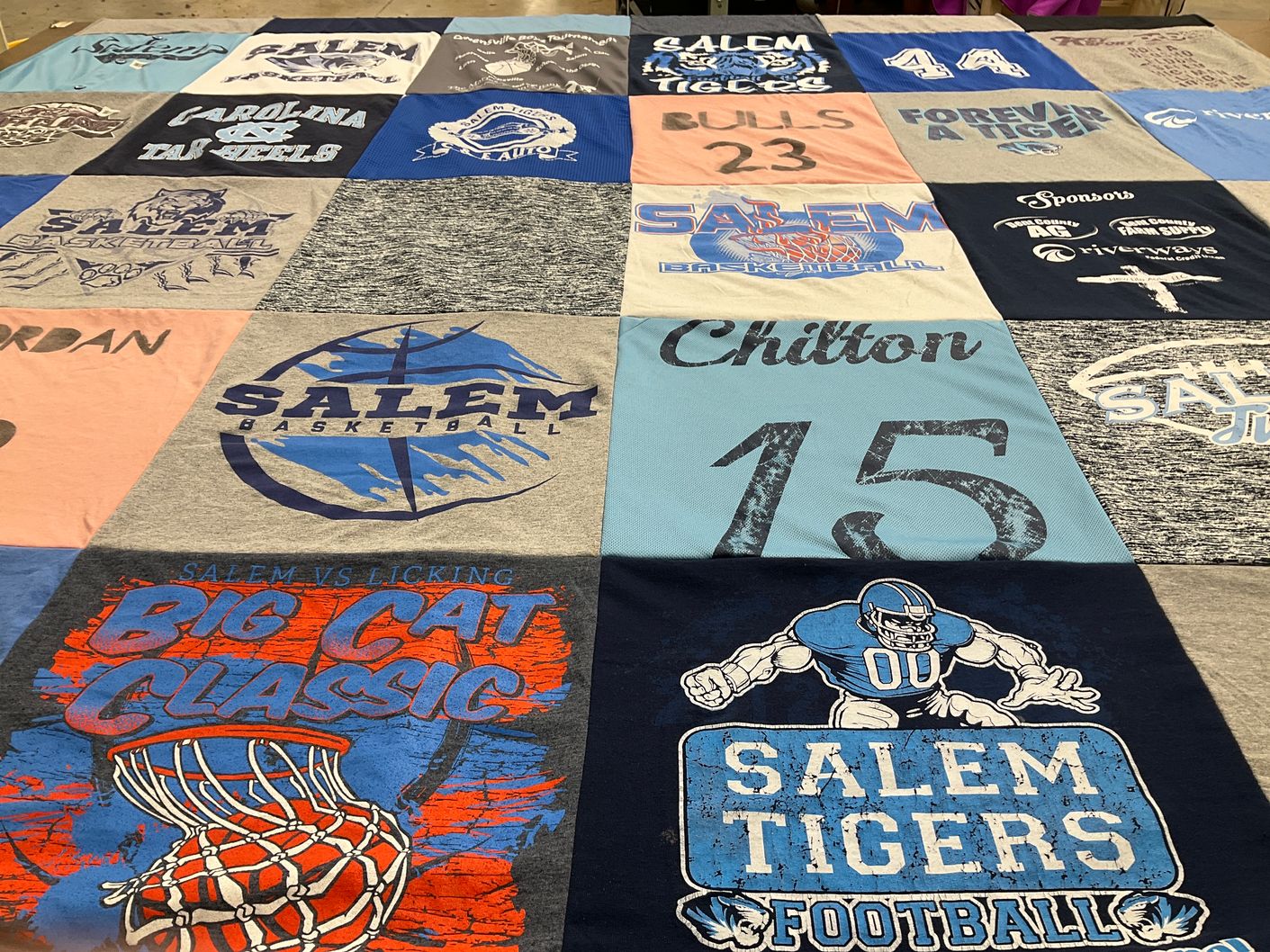 T-shirt quilt featuring salem tigers football by Mary from MO