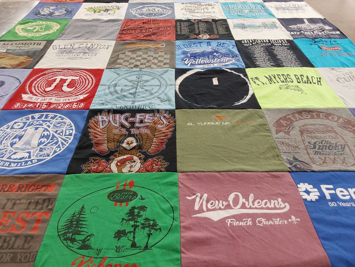 T-shirt quilt with travel, nature themes by Jeanne from IL