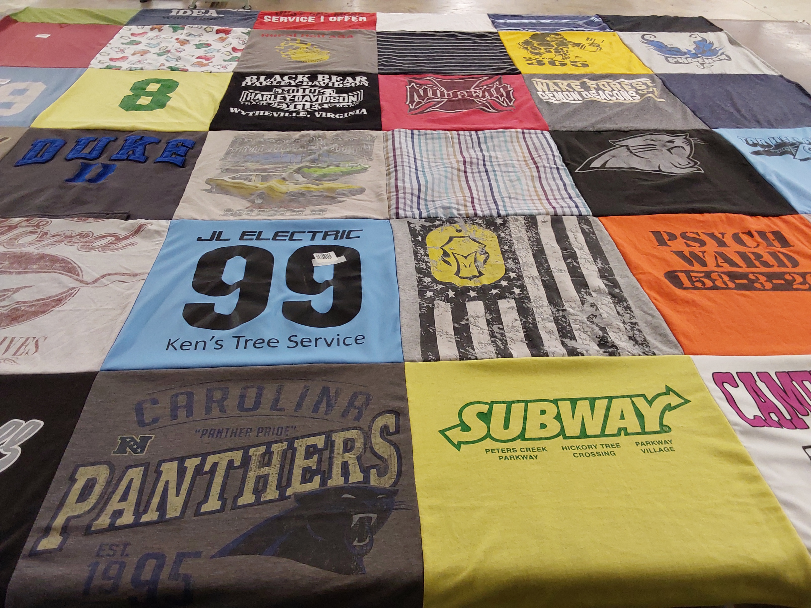 T-shirt quilt featuring carolina panthers by Jodi from NC