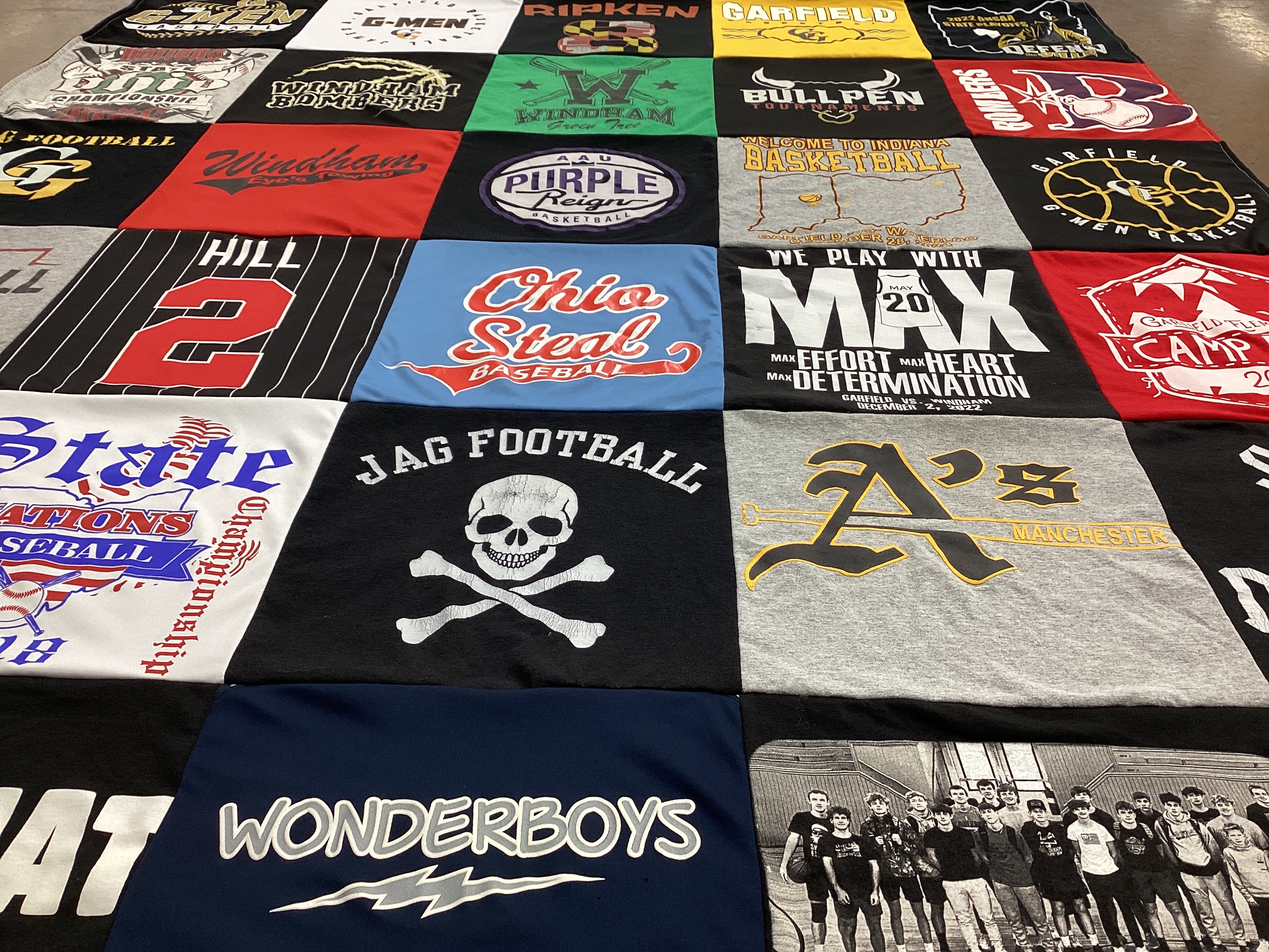 T-shirt quilt featuring garfield high school, windham bombers by Sarah from OH
