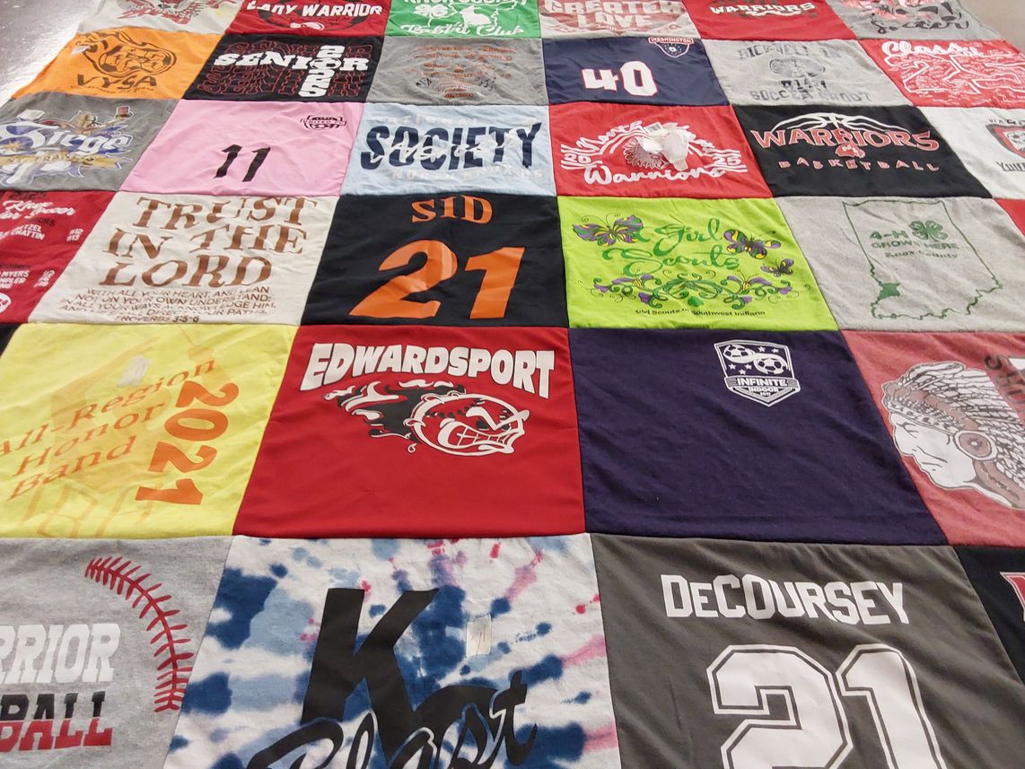 T-shirt quilt featuring edwardsport by Jenni from IN