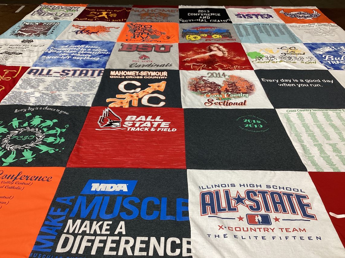 T-shirt quilt featuring illinois high school x-country team by Lauren from IL