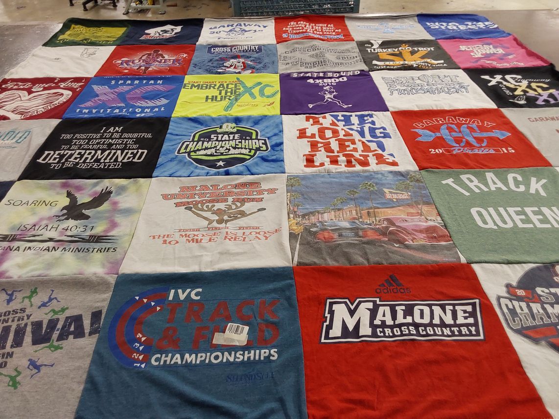 T-shirt quilt featuring malone cross country by Jocelyn from OH