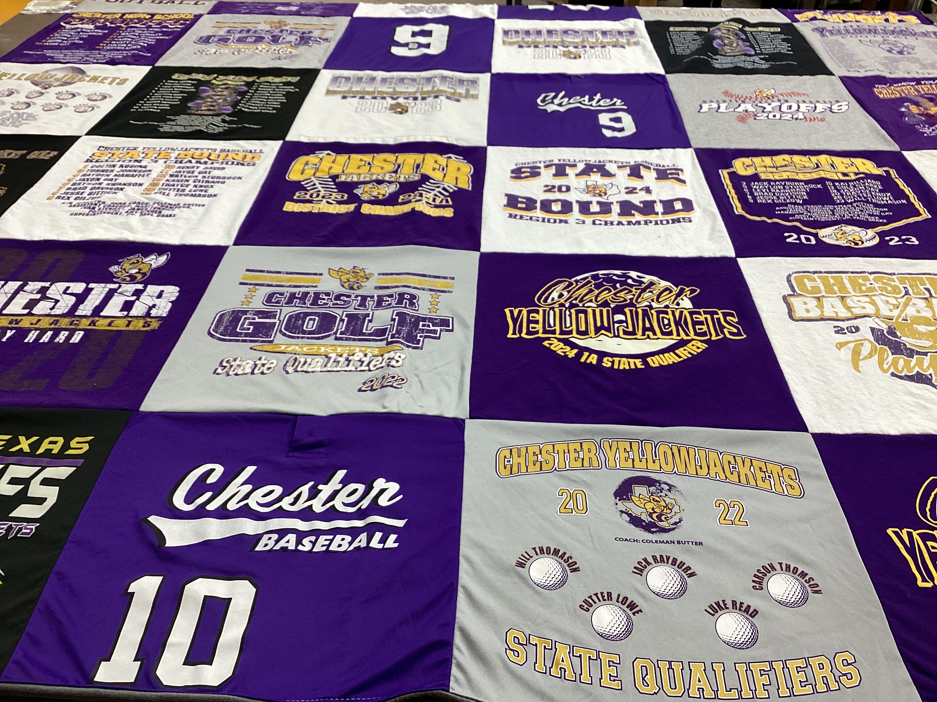 T-shirt quilt featuring chester yellowjackets by Melissa from TX
