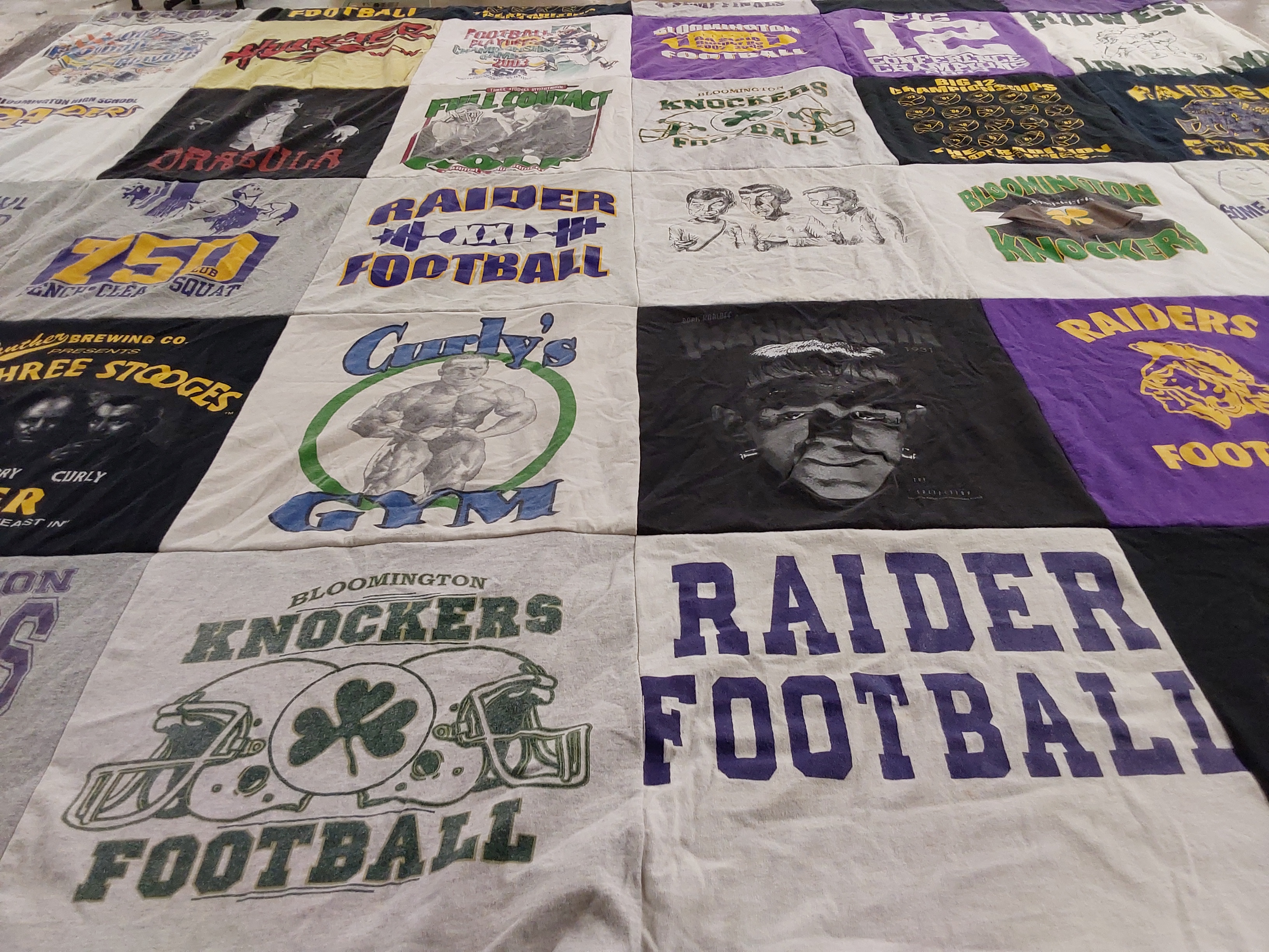 T-shirt quilt featuring bloomington knockers football, raider football by Kari from AZ