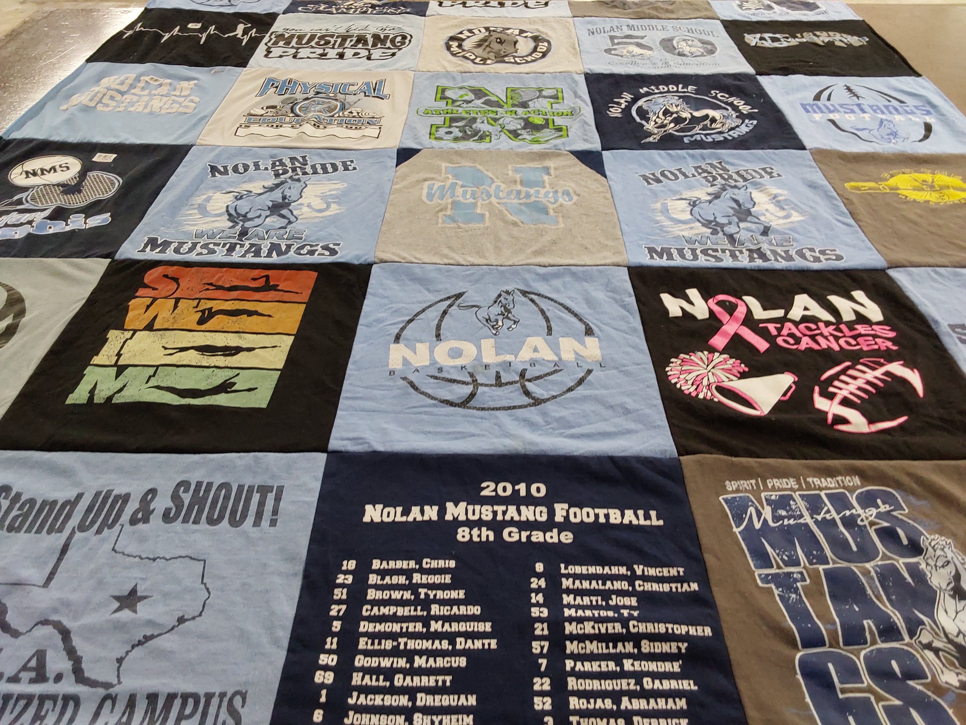 T-shirt quilt featuring nolan mustangs by Tina from TX