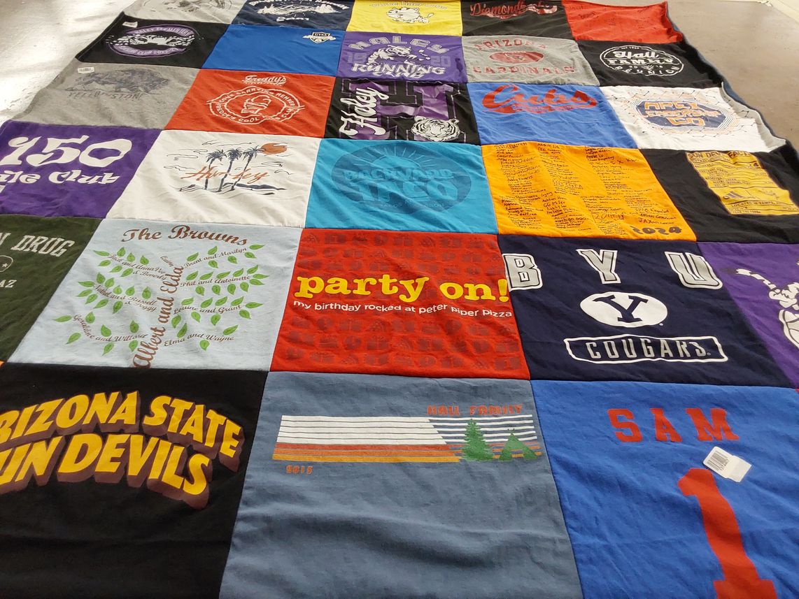 T-shirt quilt featuring arizona state sun devils, byu cougars by Amanda from AZ