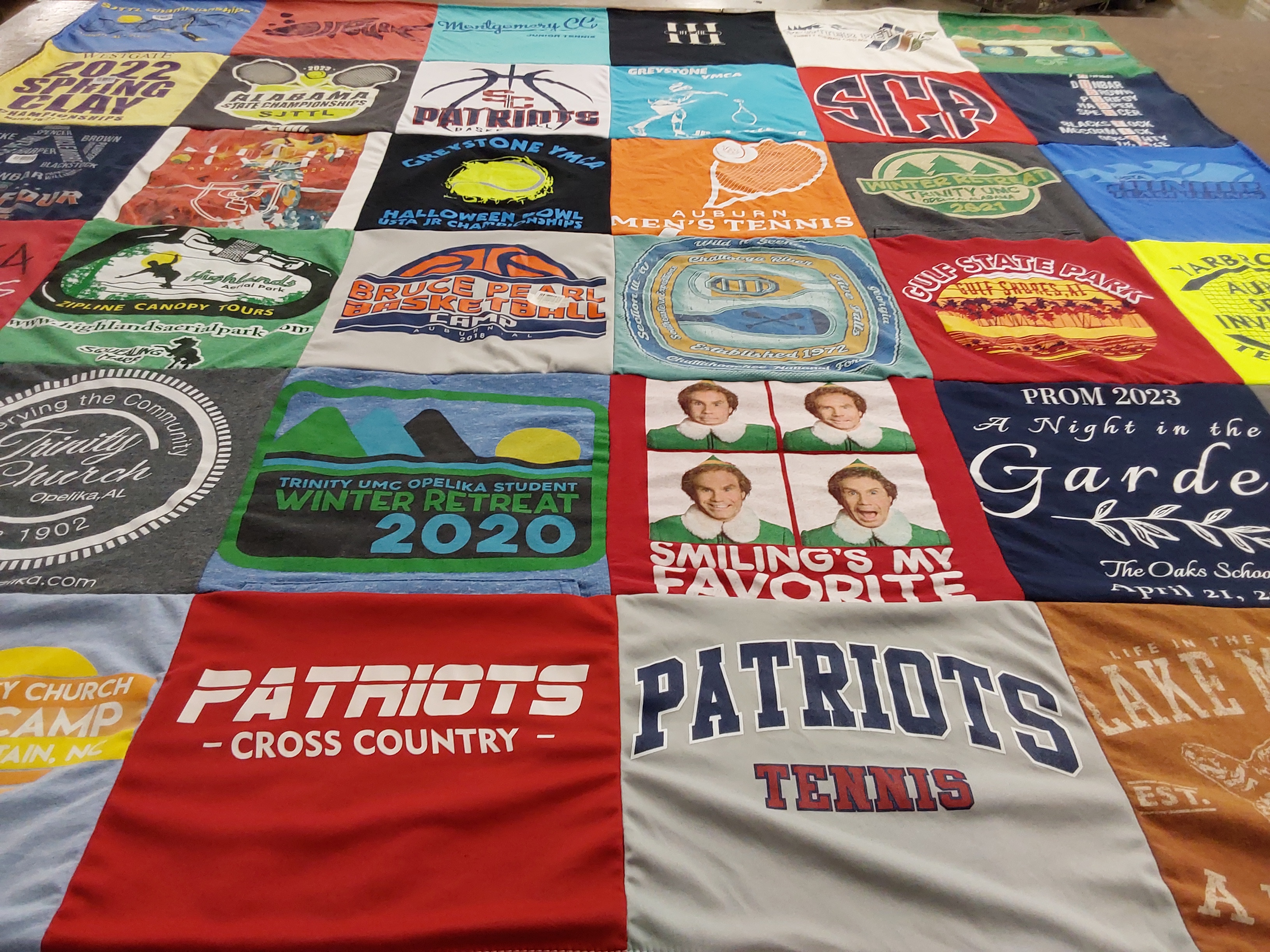 T-shirt quilt featuring patriots tennis, patriots cross country by Amanda from AL