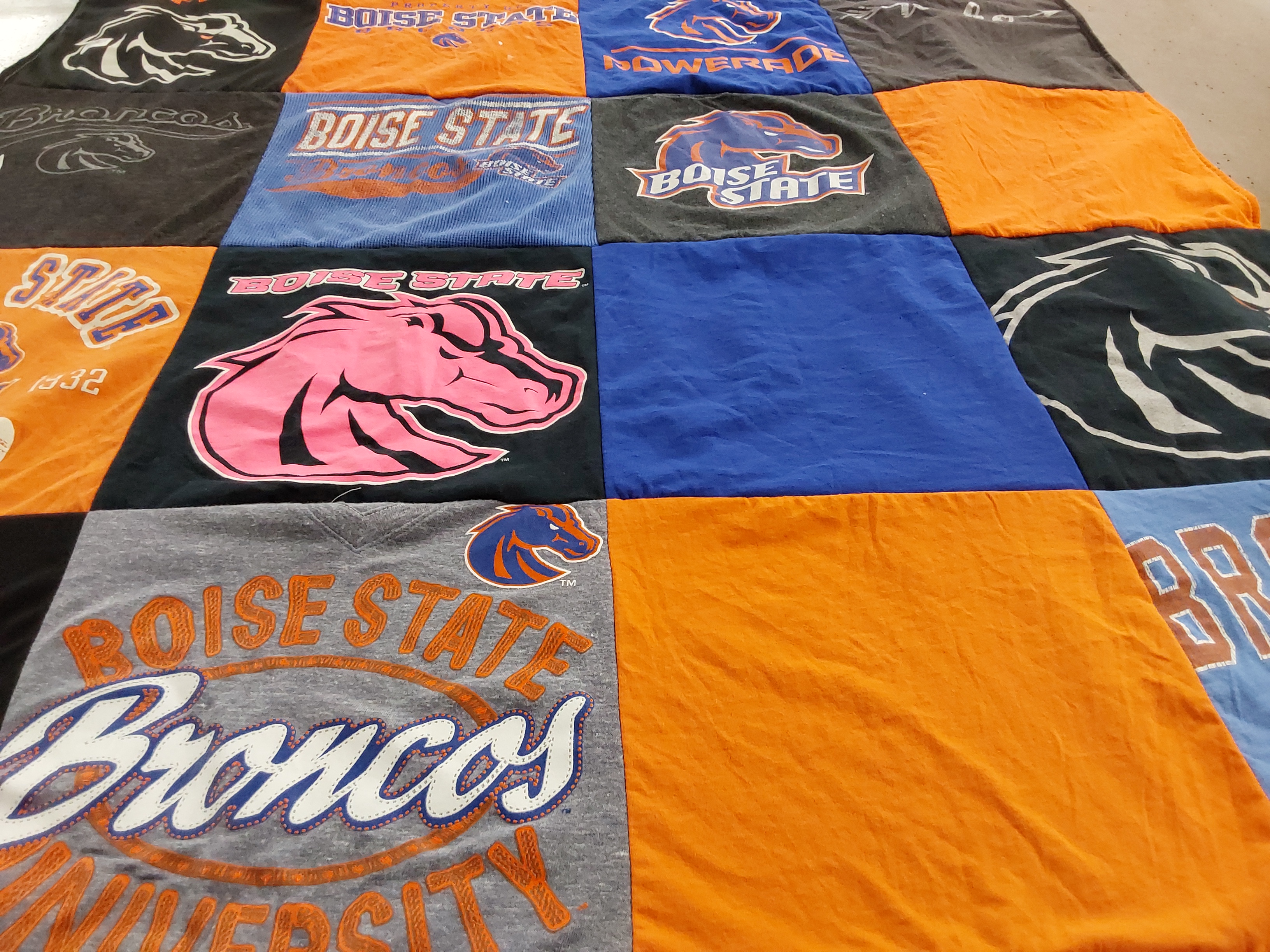 T-shirt quilt featuring boise state broncos by Shirlee from ID