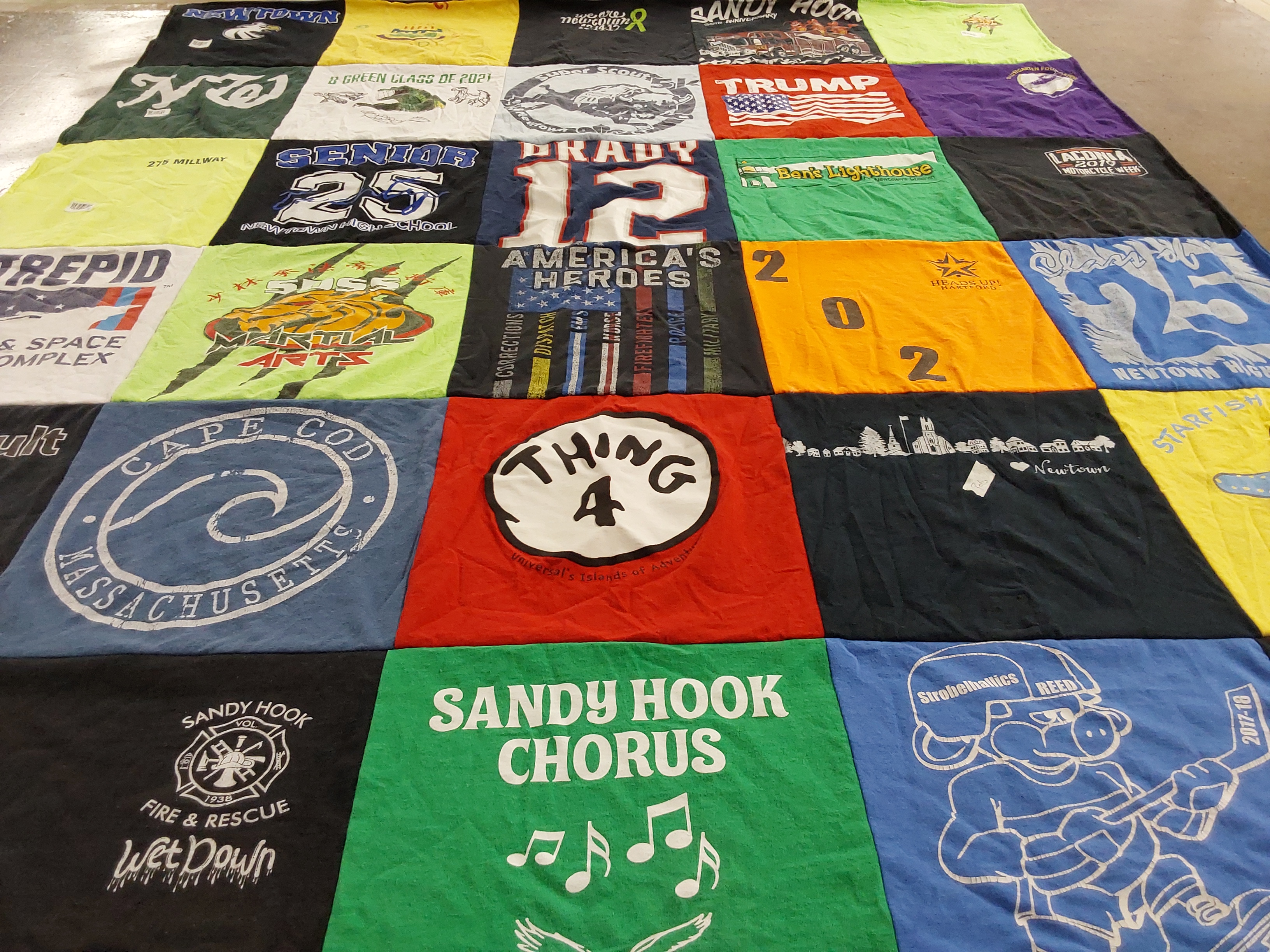 T-shirt quilt featuring newtown high school hockey team by Julie from CT
