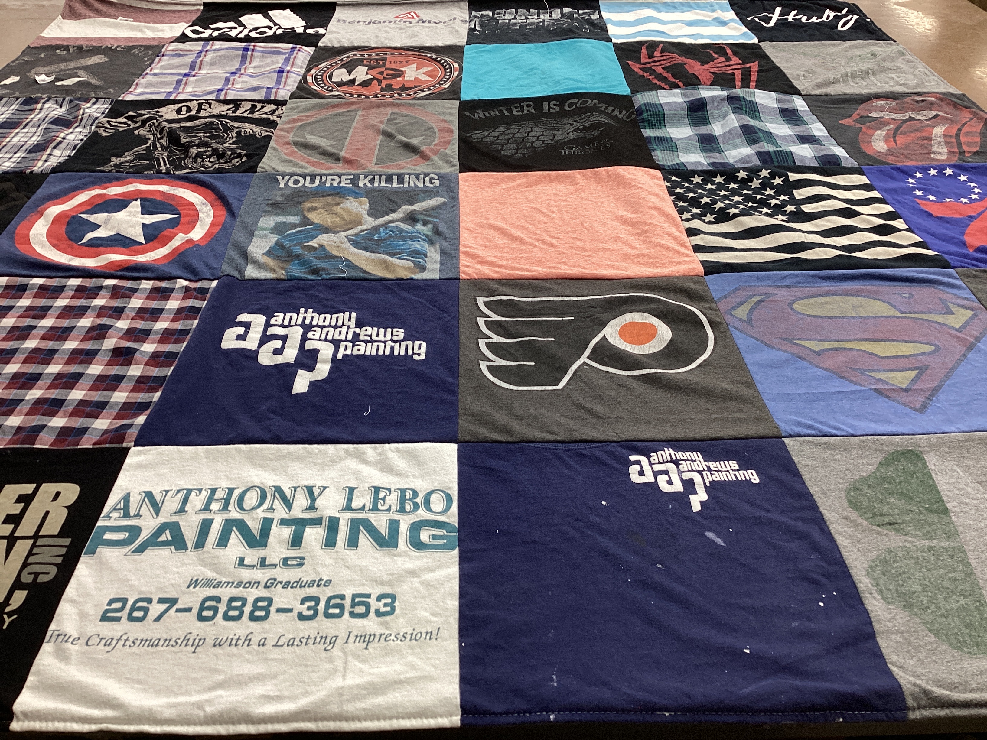 T-shirt quilt featuring philadelphia flyers by Morgan from PA