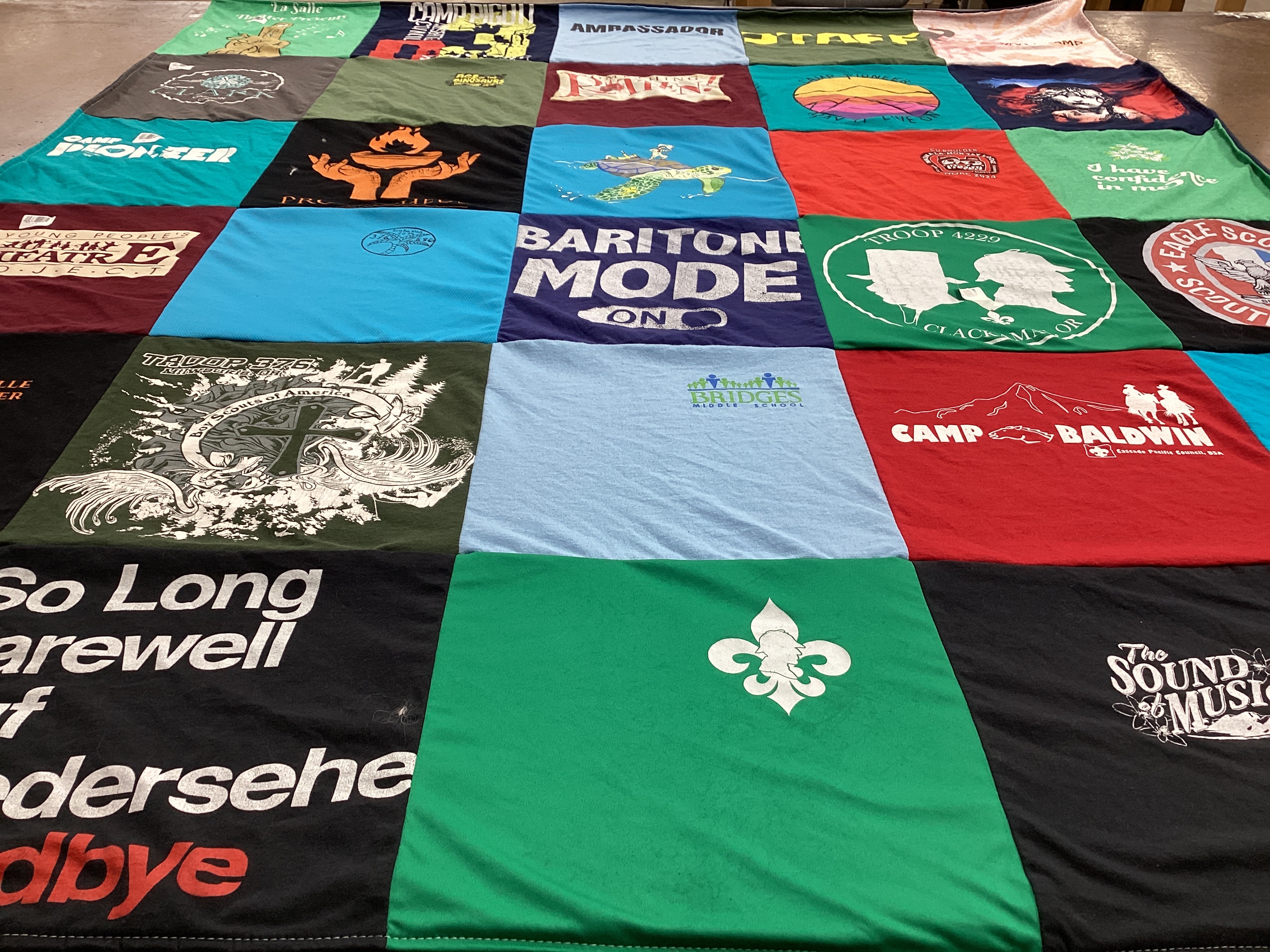 T-shirt quilt from bridges middle school by Pamela from OR
