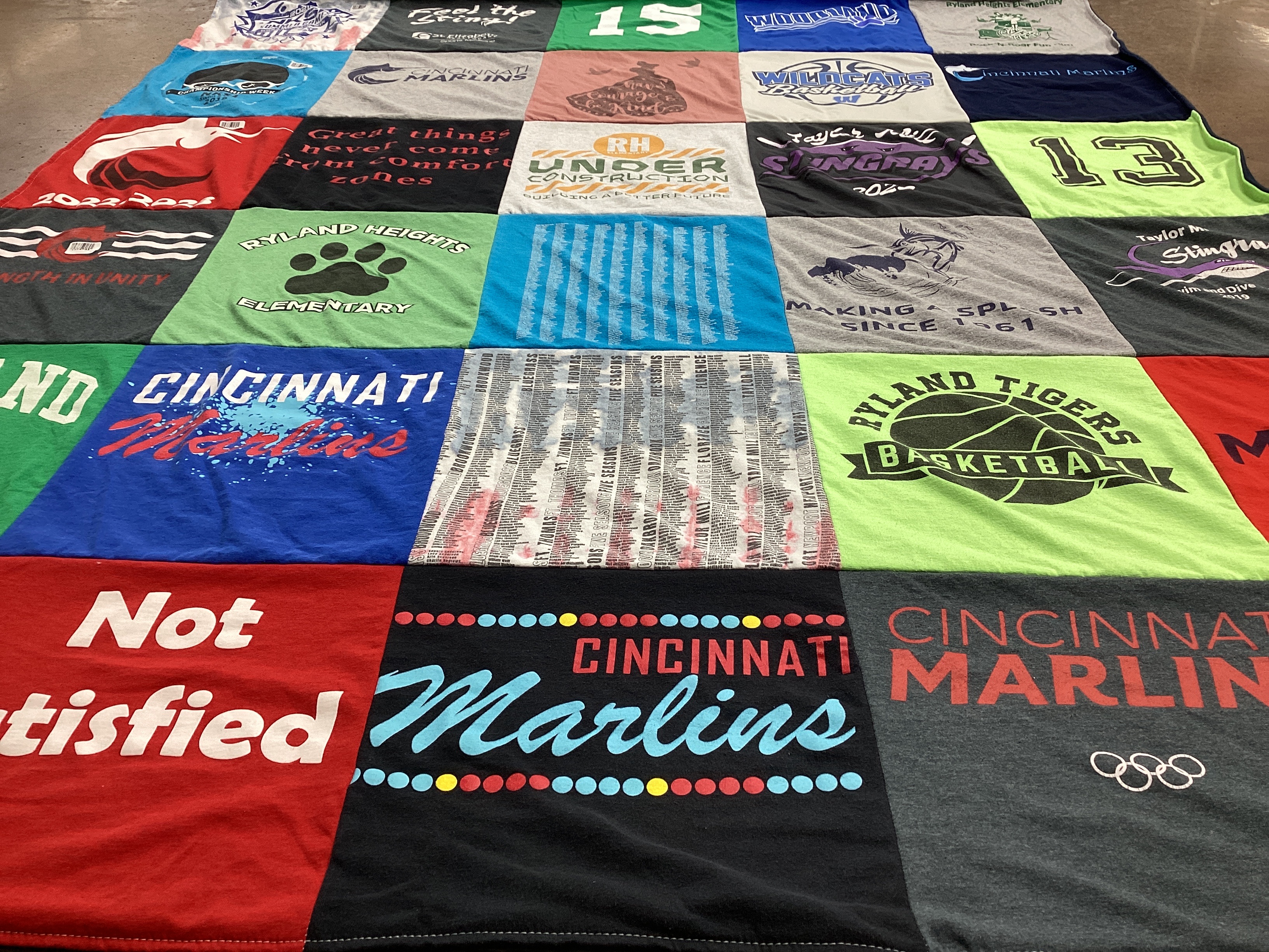 T-shirt quilt featuring cincinnati marlins, pylant tigers basketball by Christine from KY