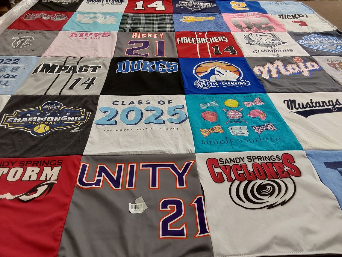 T-shirt quilt featuring sandy springs cyclones by Cheney from GA