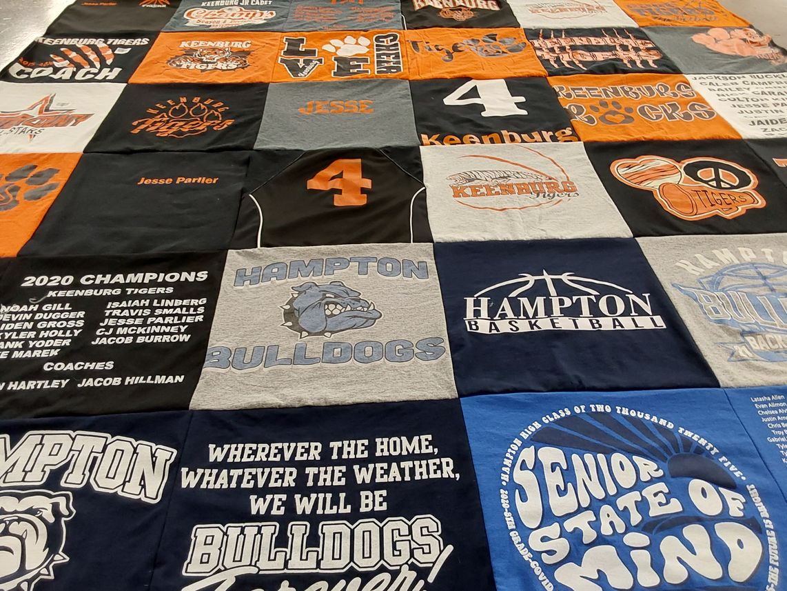 T-shirt quilt featuring keenburg tigers, hampton bulldogs by Jessica from TN