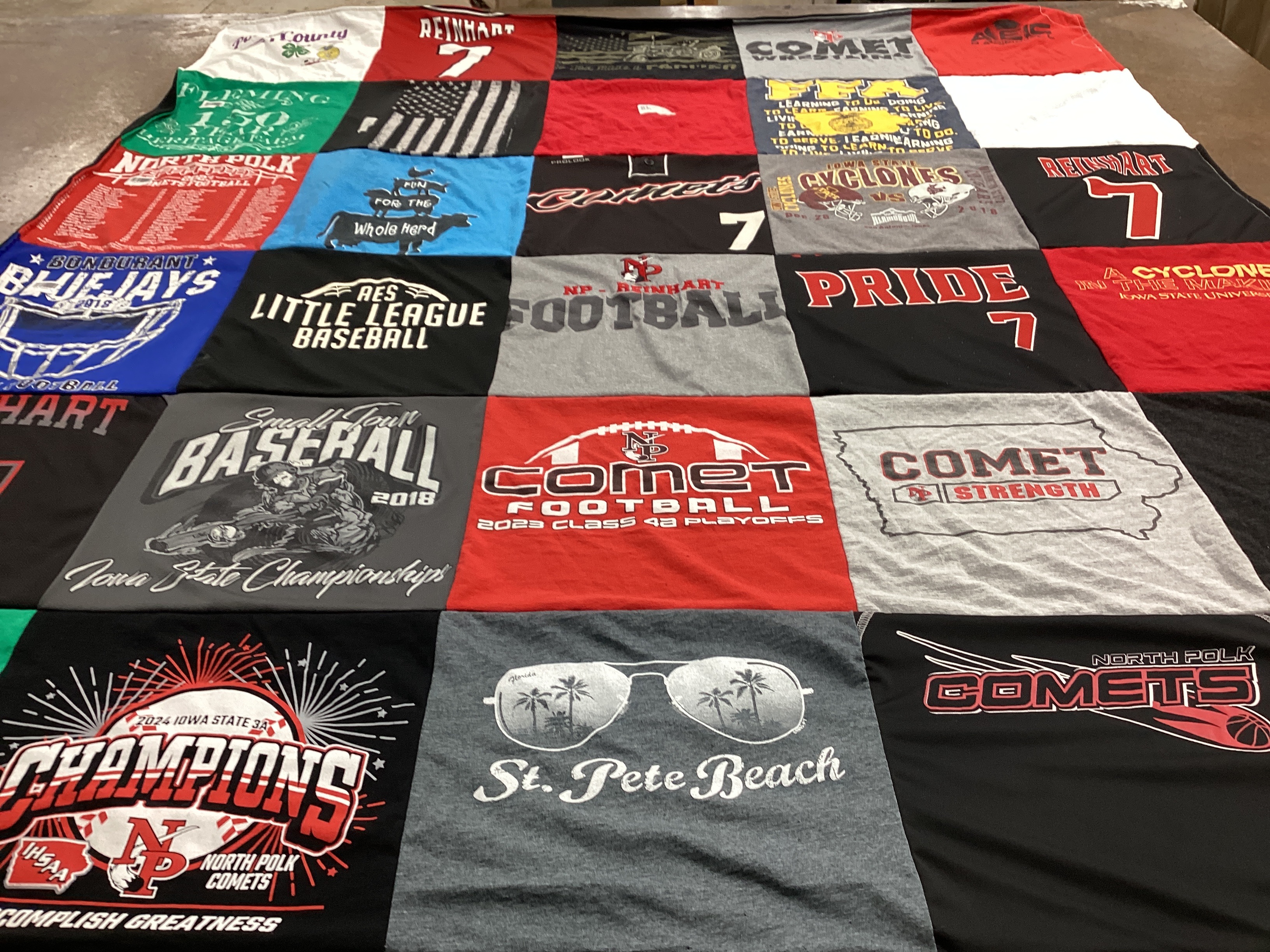 T-shirt quilt featuring north polk high school football, north polk high school baseball by Kelli from IA