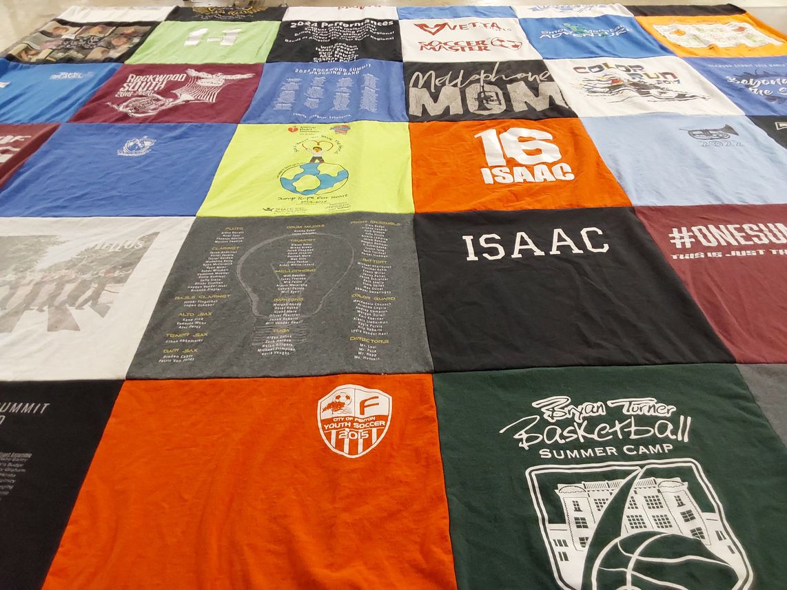 T-shirt quilt featuring youth soccer team by Shelly from MO