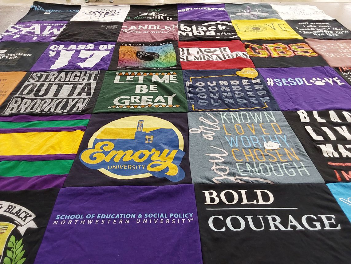 T-shirt quilt from emory university, northwestern university by Kayla from NY