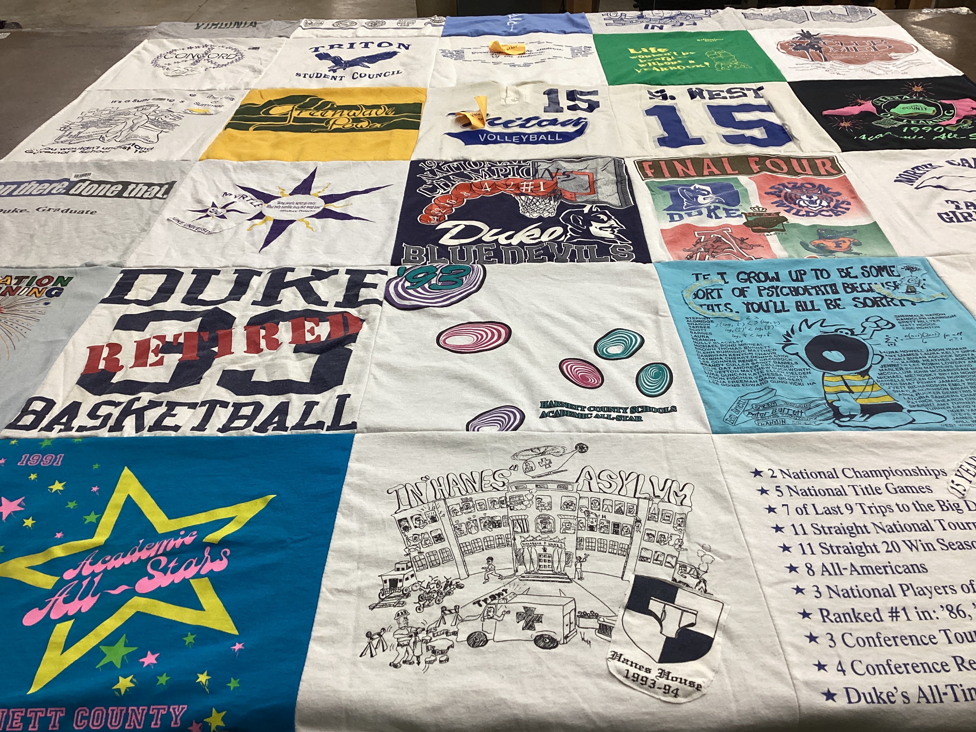 T-shirt quilt featuring duke university blue devils by Shea from VA