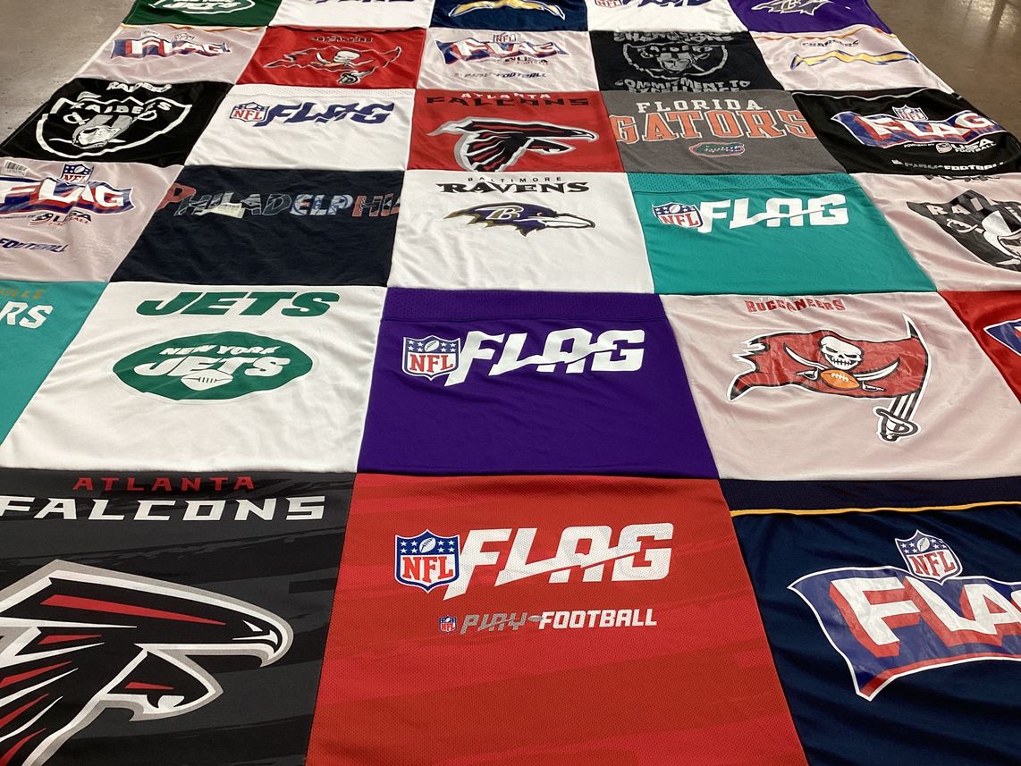 T-shirt quilt featuring new york jets, atlanta falcons by Beth from PA