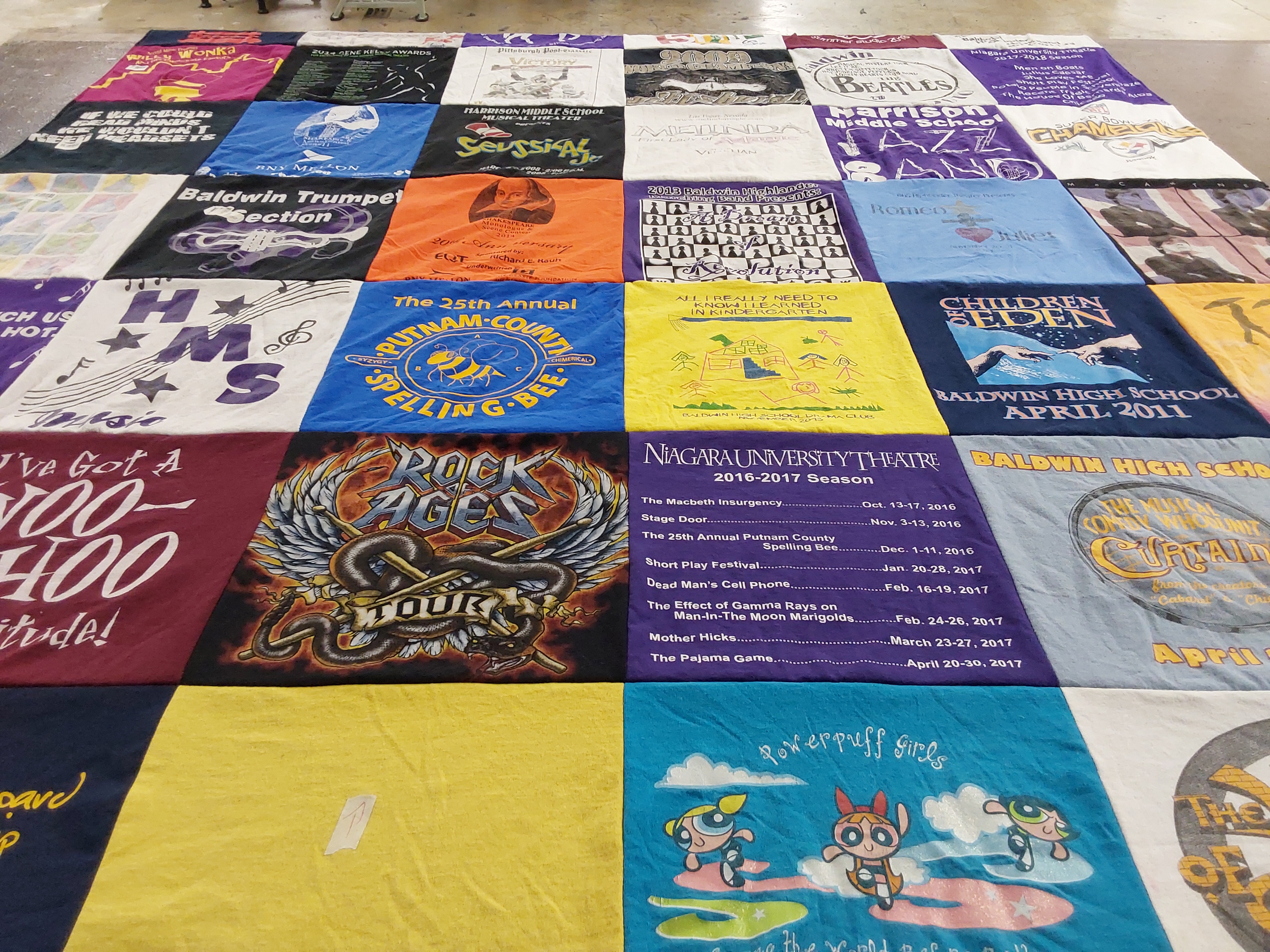 T-shirt quilt from baldwin high school by Kalee from PA