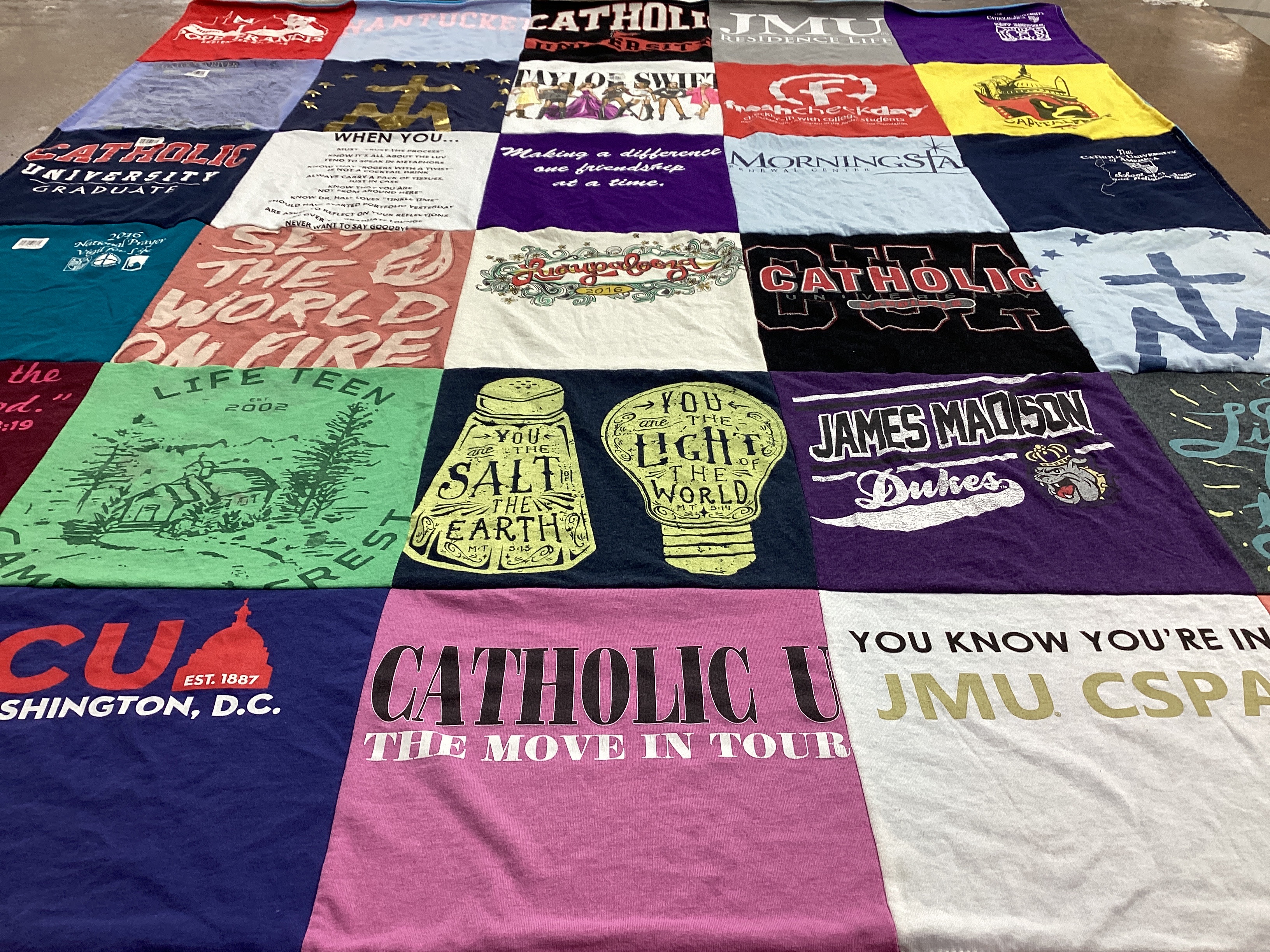 T-shirt quilt from catholic university, james madison university by Victor from MD